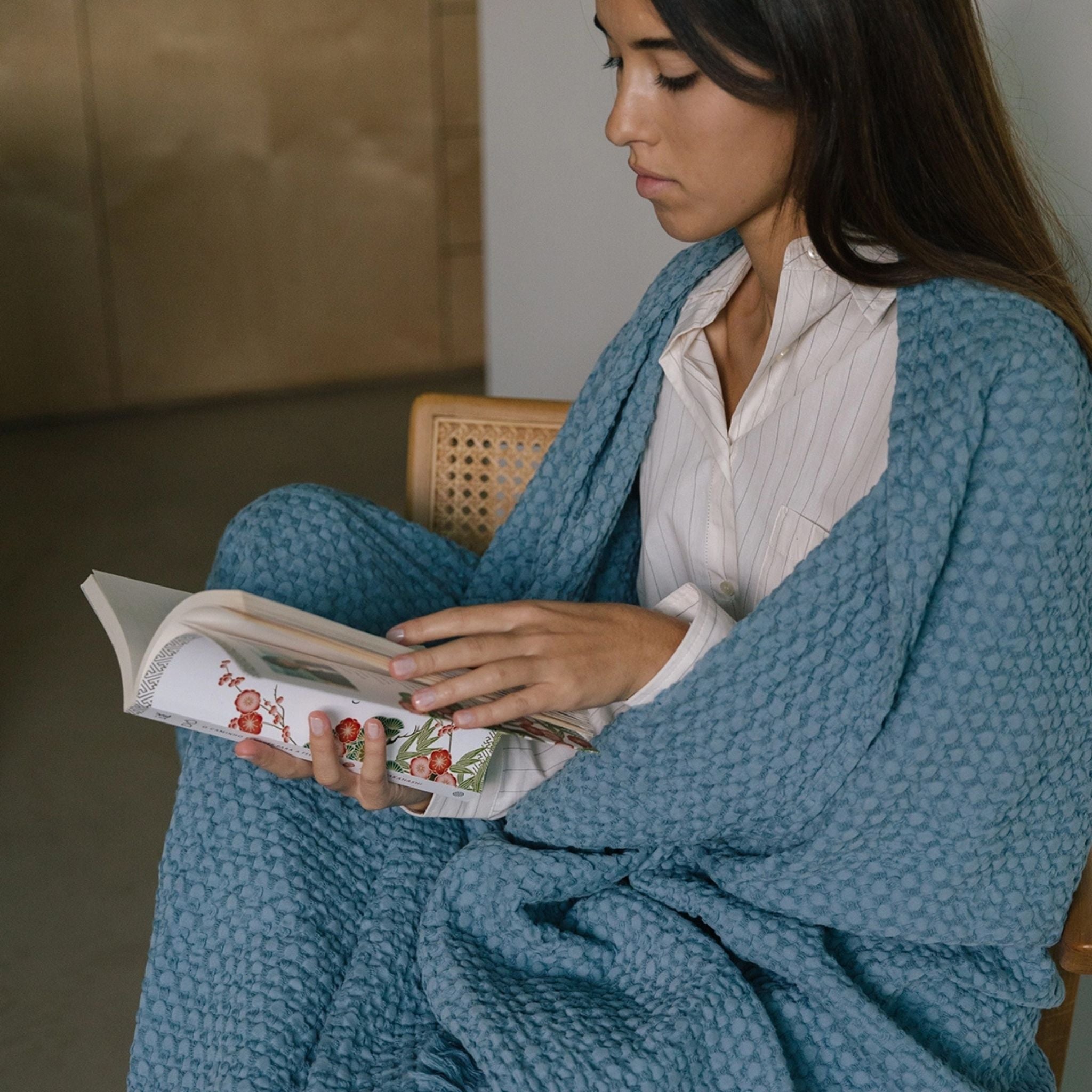 Blue Santa Luzia Waffle Bedspreads - Torres Novas