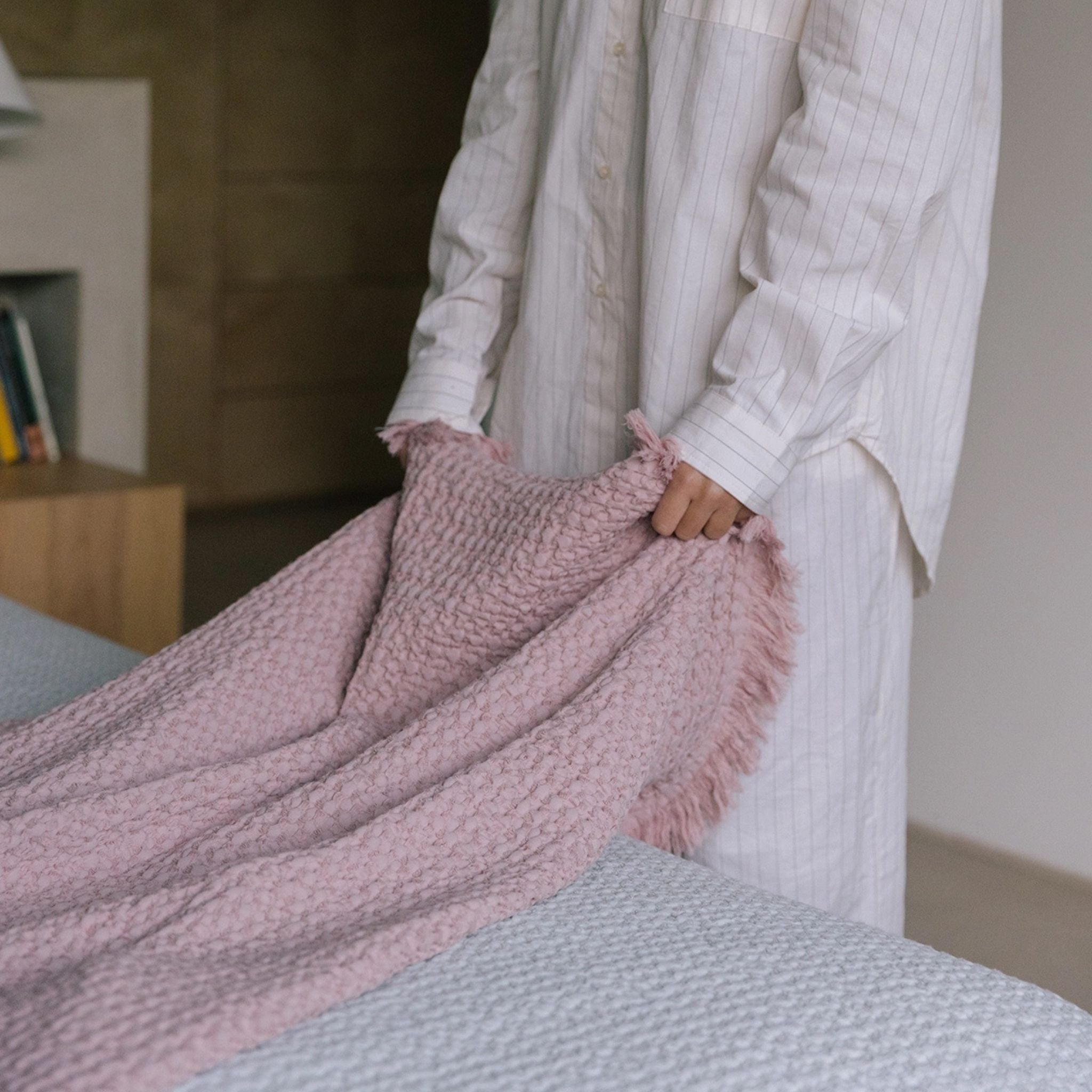 Old pink Santa Luzia Waffle Bedspreads - Torres Novas