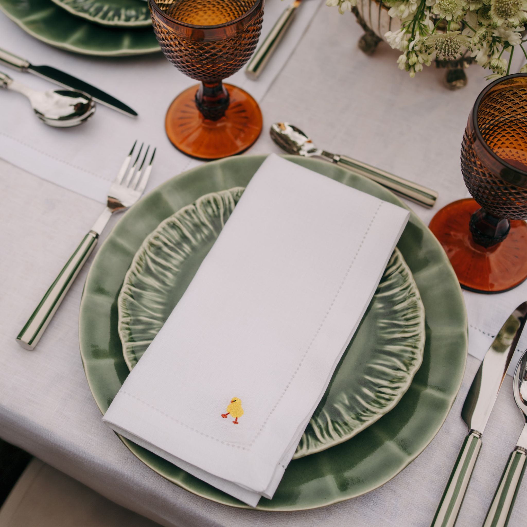 Mafra linen napkin and placemat with easter embroidery