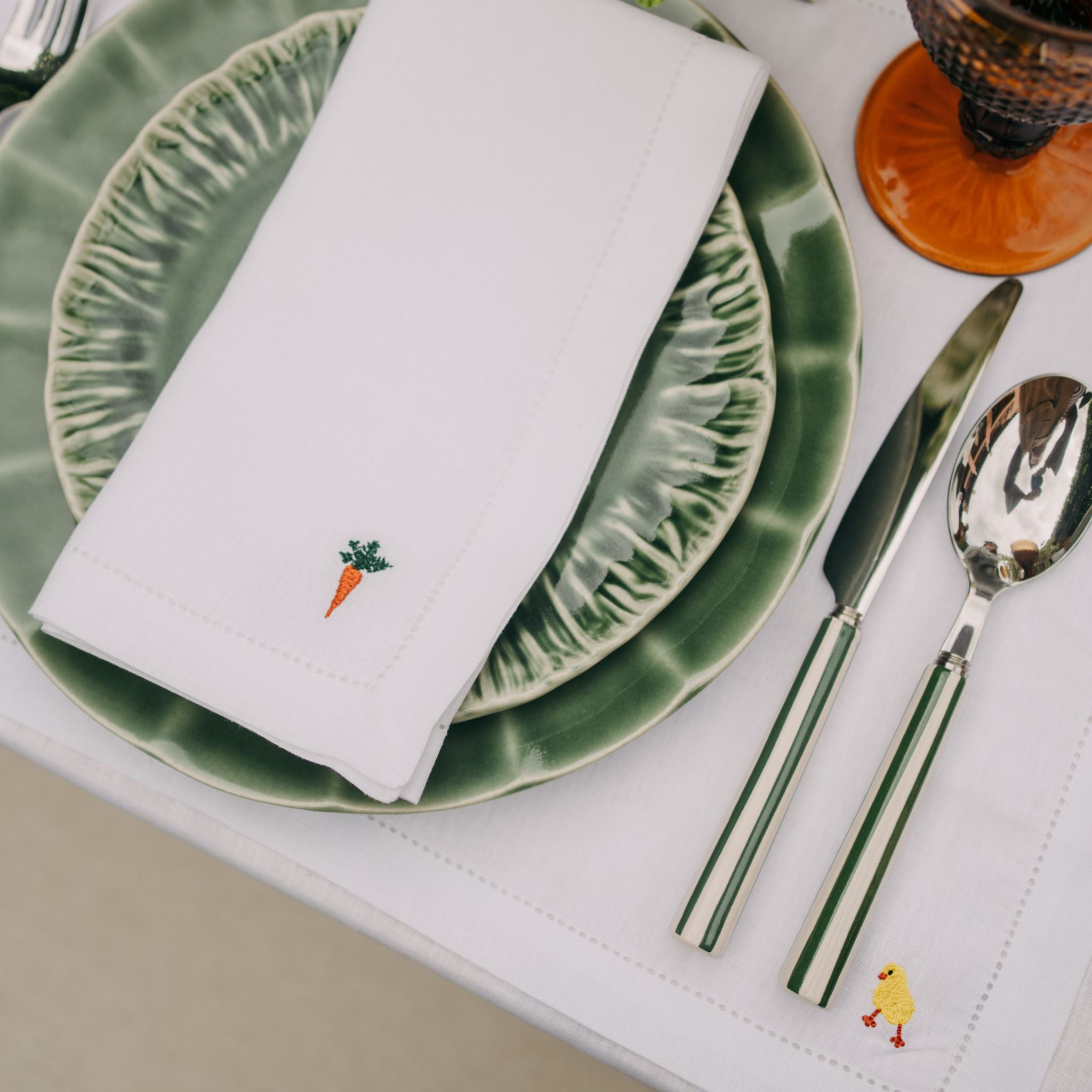 Mafra linen napkin and placemat with easter embroidery