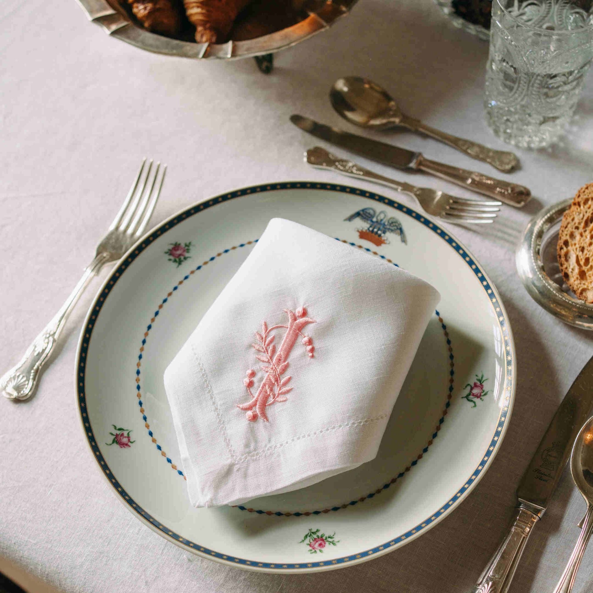 Mafra linen letter embroidery napkins (Pack of 2)