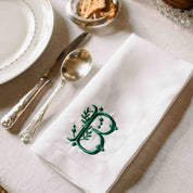 Mafra linen letter embroidery napkins (Pack of 2)