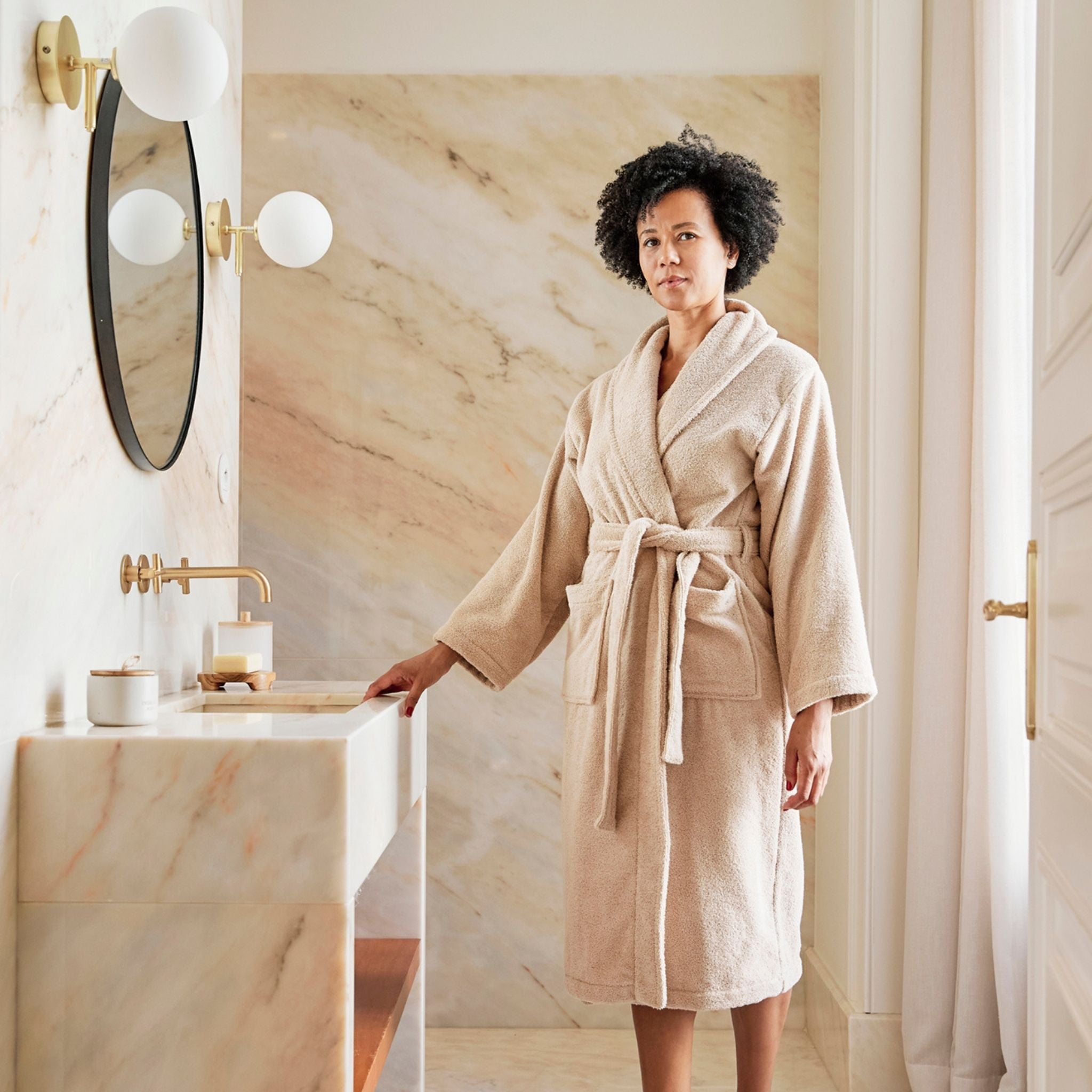 Beige bathrobe