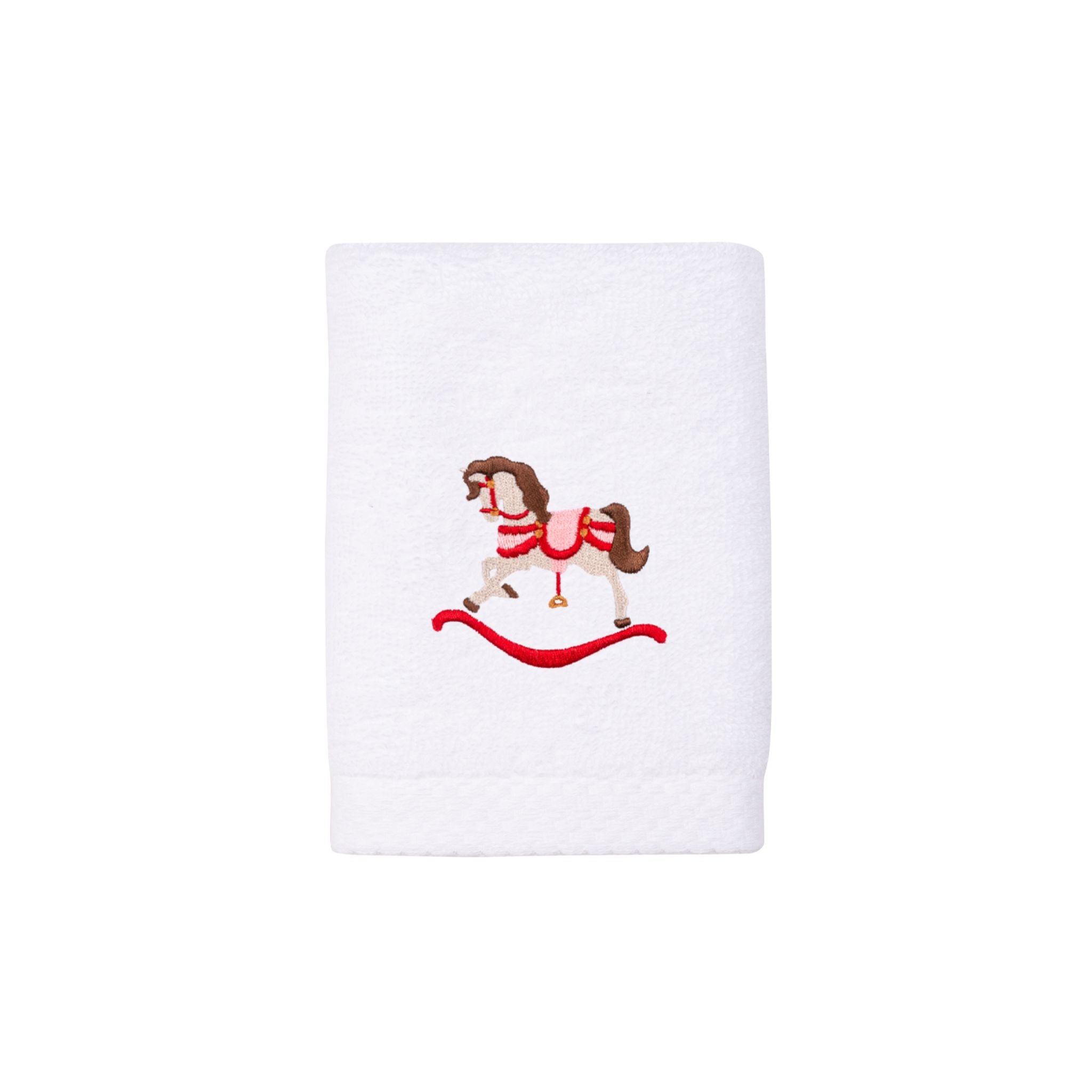 Face towel with horse embroidery