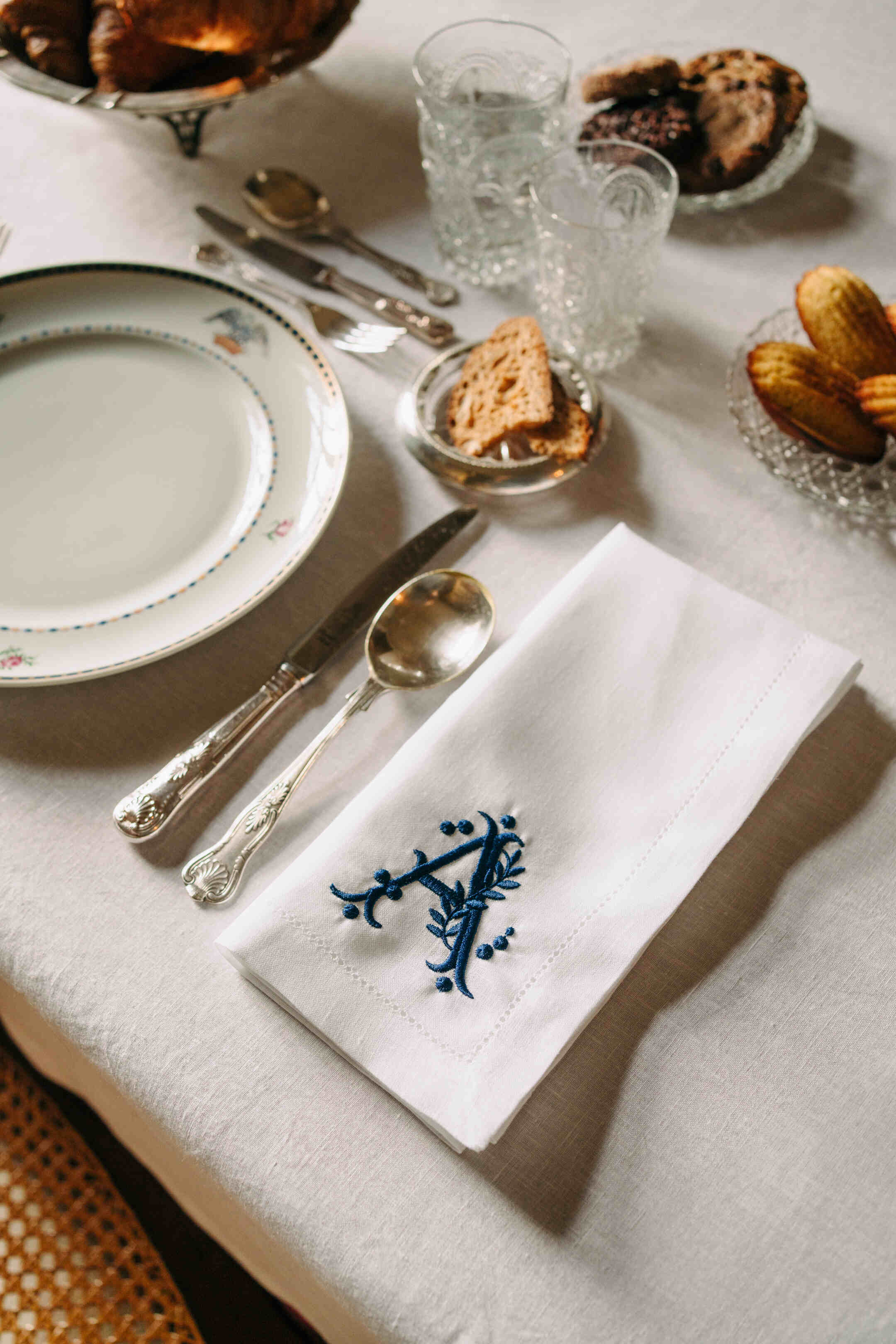 Serviettes de table Mafra avec lettre brodée (Set de 2)