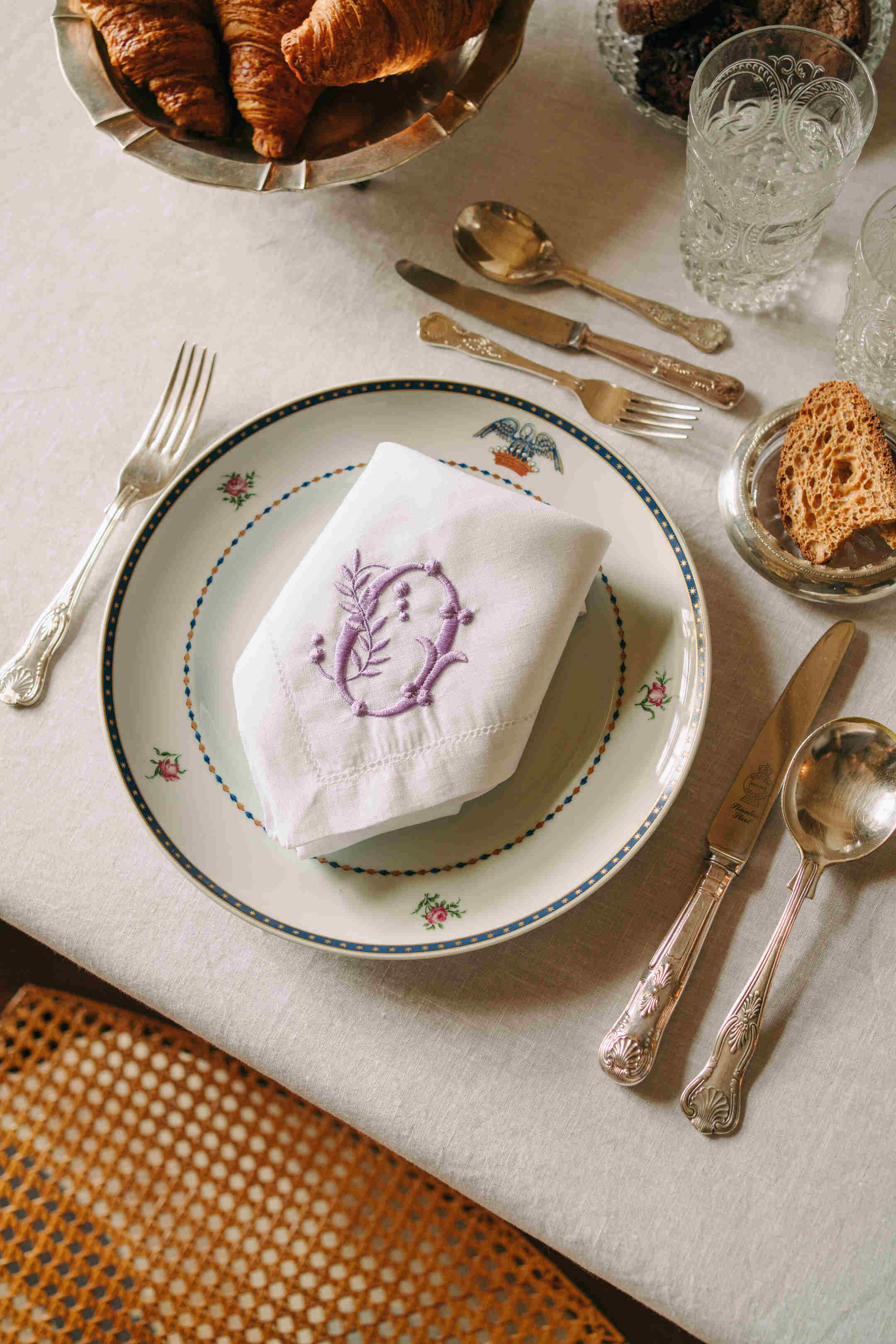 Serviettes de table Mafra avec lettre brodée (Set de 2)