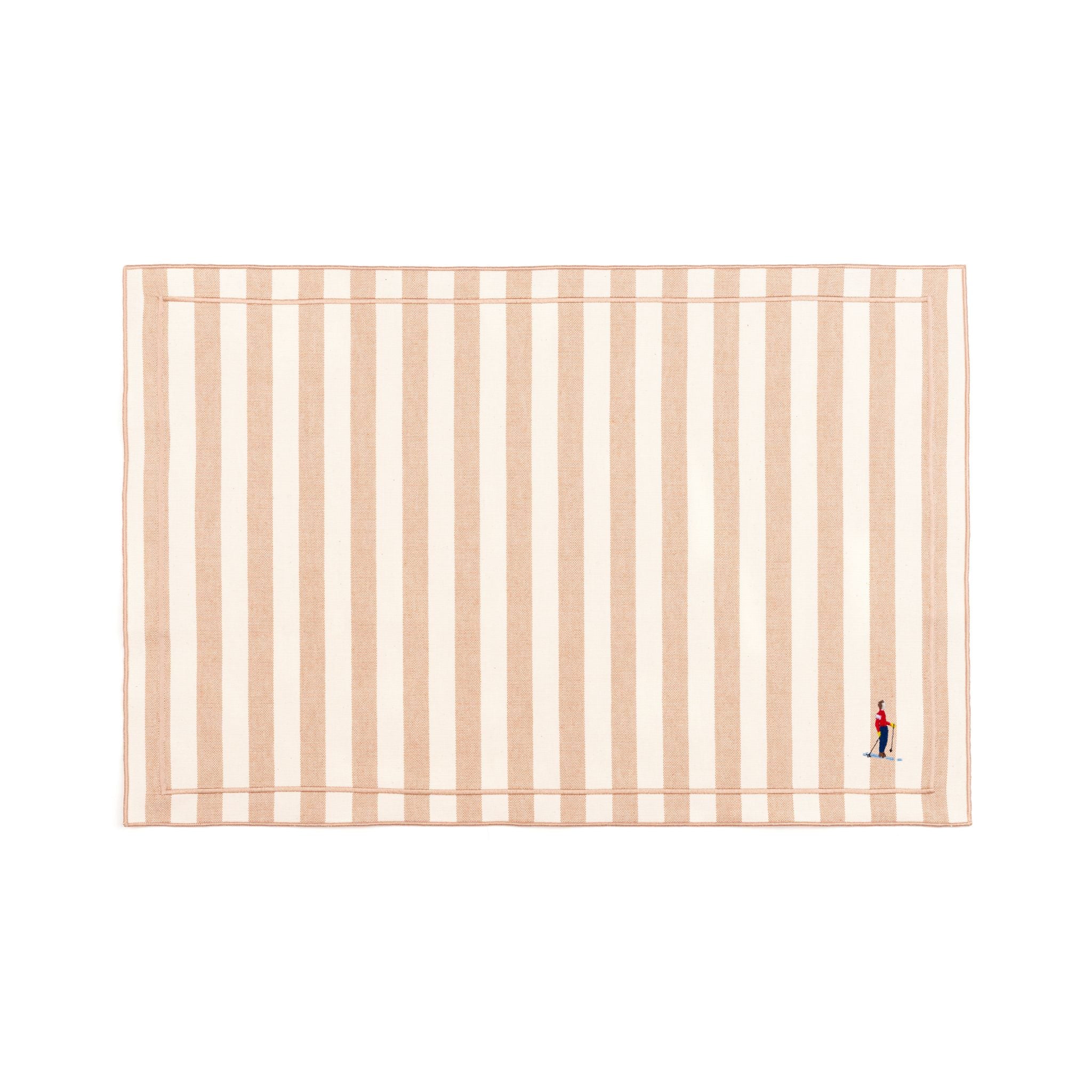 Linge de table Barra, en coton, avec des sportifs rétro brodés