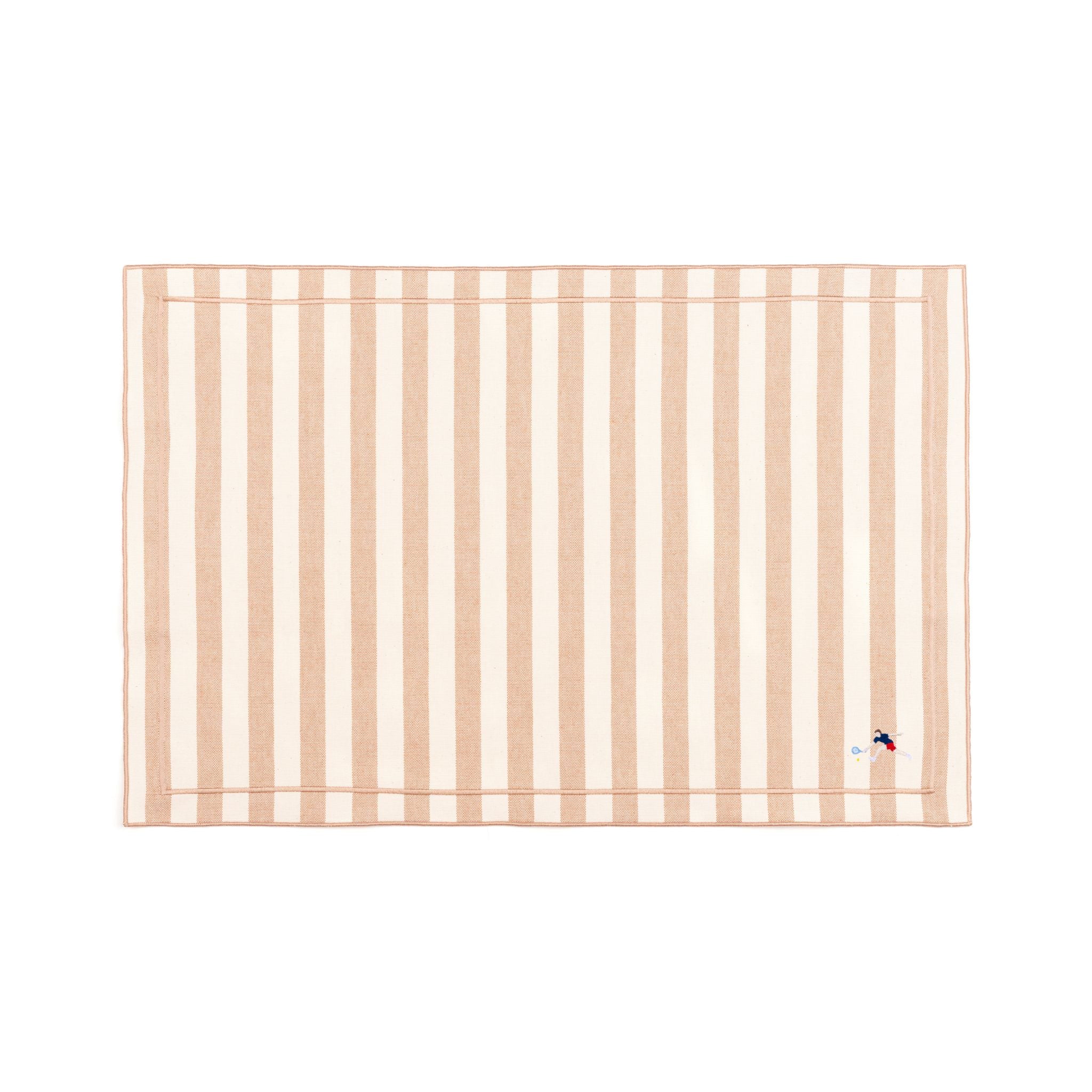 Linge de table Barra, en coton, avec des sportifs rétro brodés