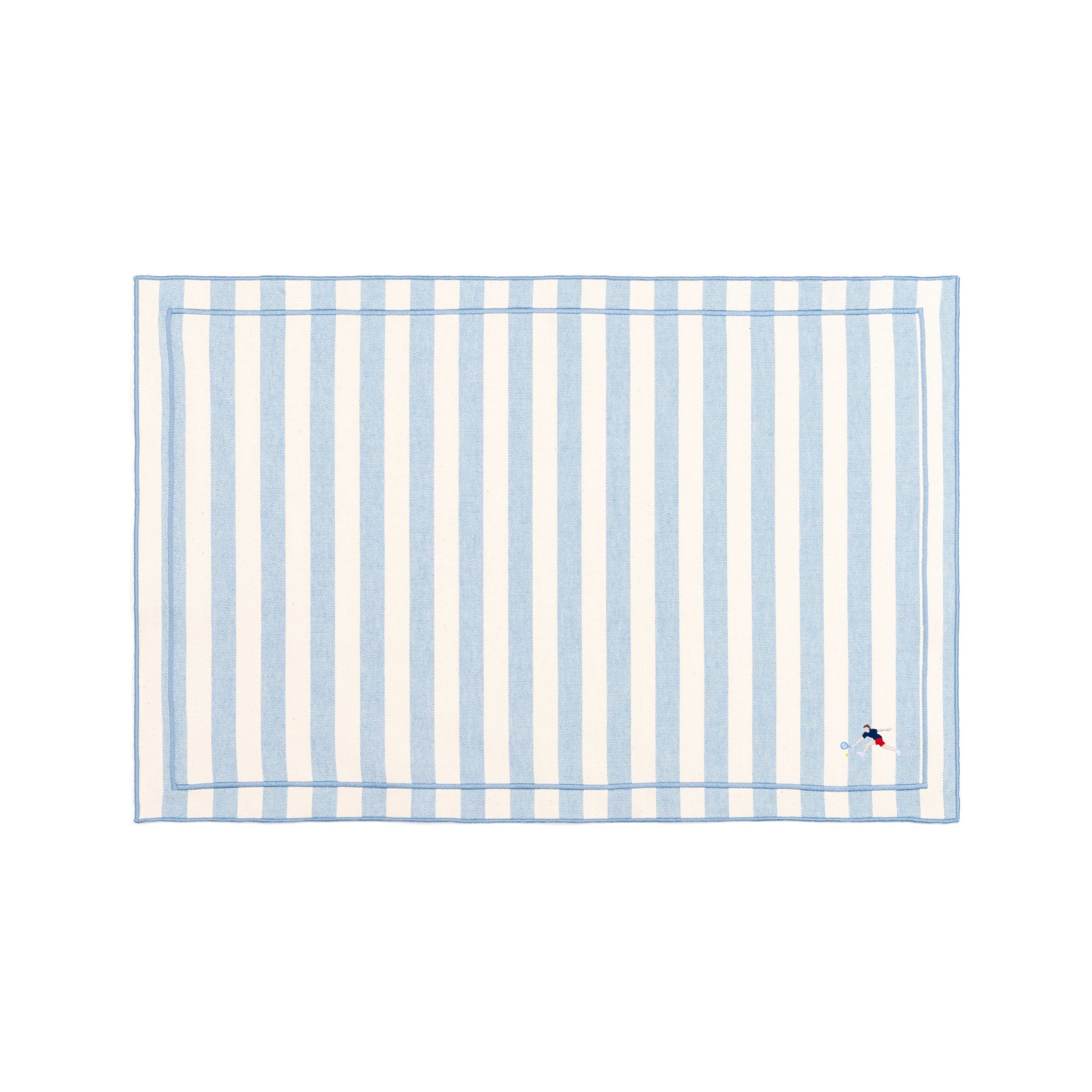 Linge de table Barra, en coton, avec des sportifs rétro brodés