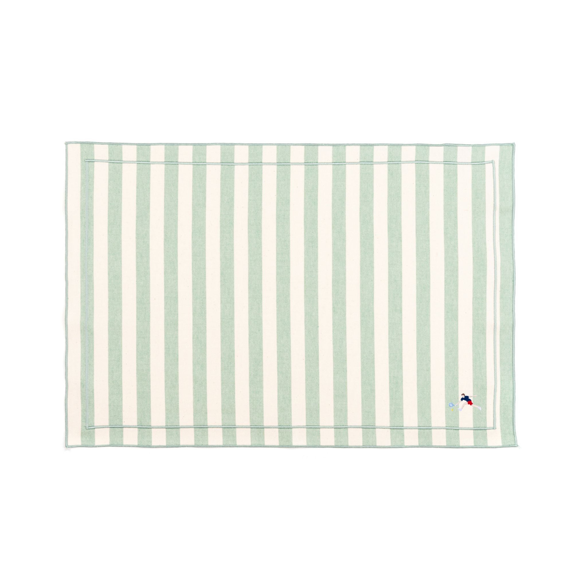 Linge de table Barra, en coton, avec des sportifs rétro brodés