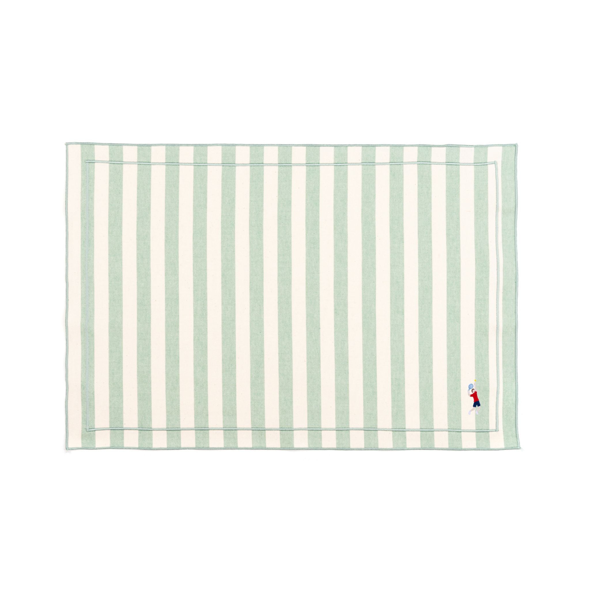 Linge de table Barra, en coton, avec des sportifs rétro brodés