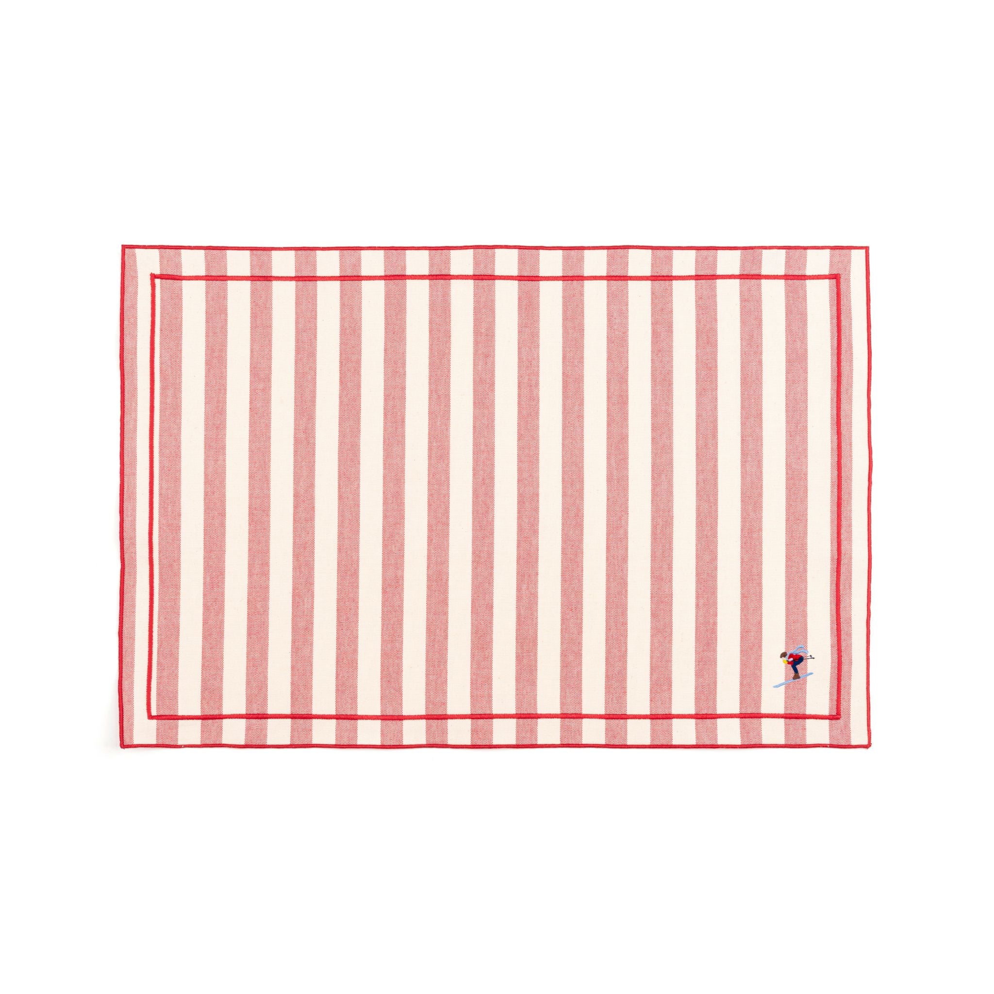 Linge de table Barra, en coton, avec des sportifs rétro brodés