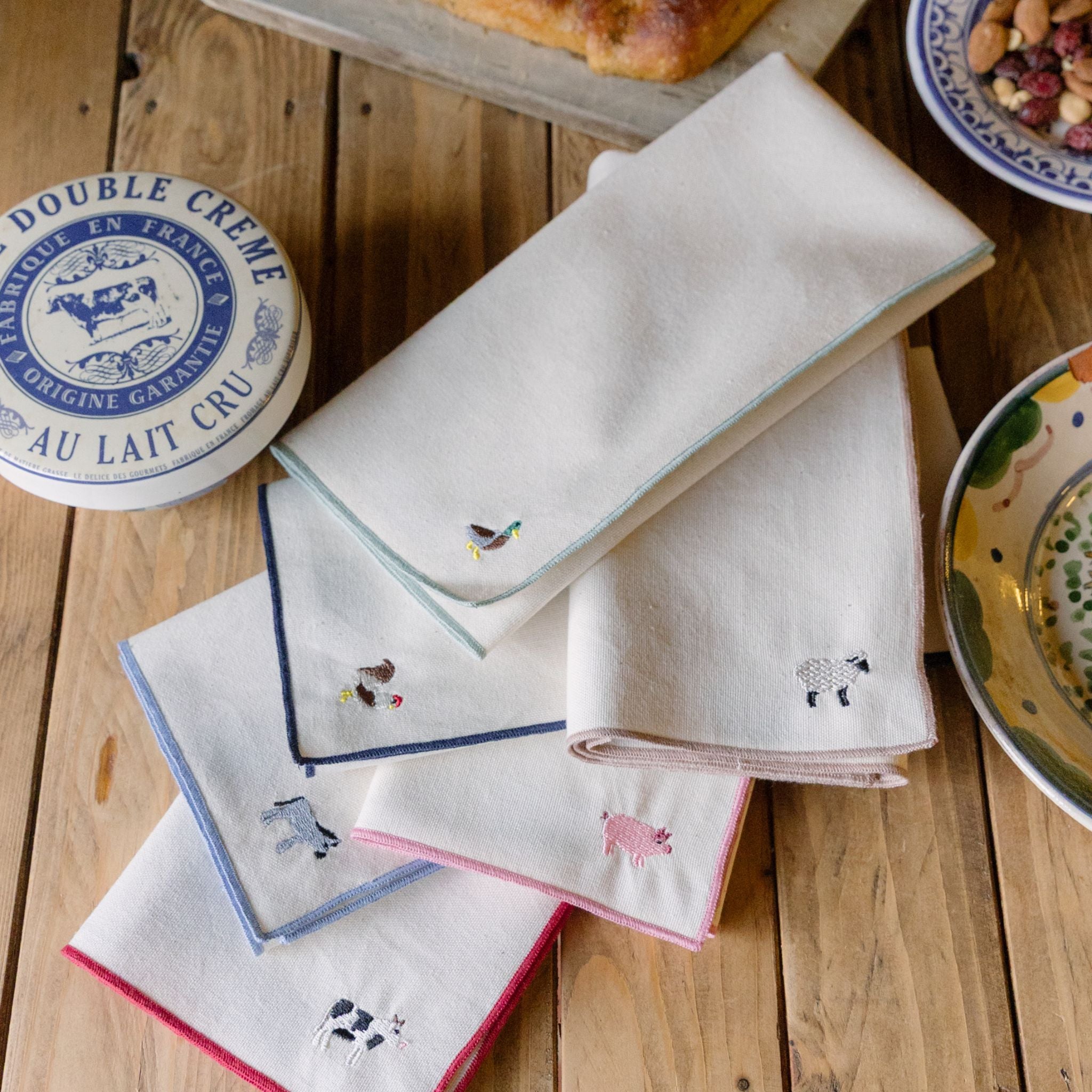 Ecru Nazaré napkins with farm embroidery - Torres Novas