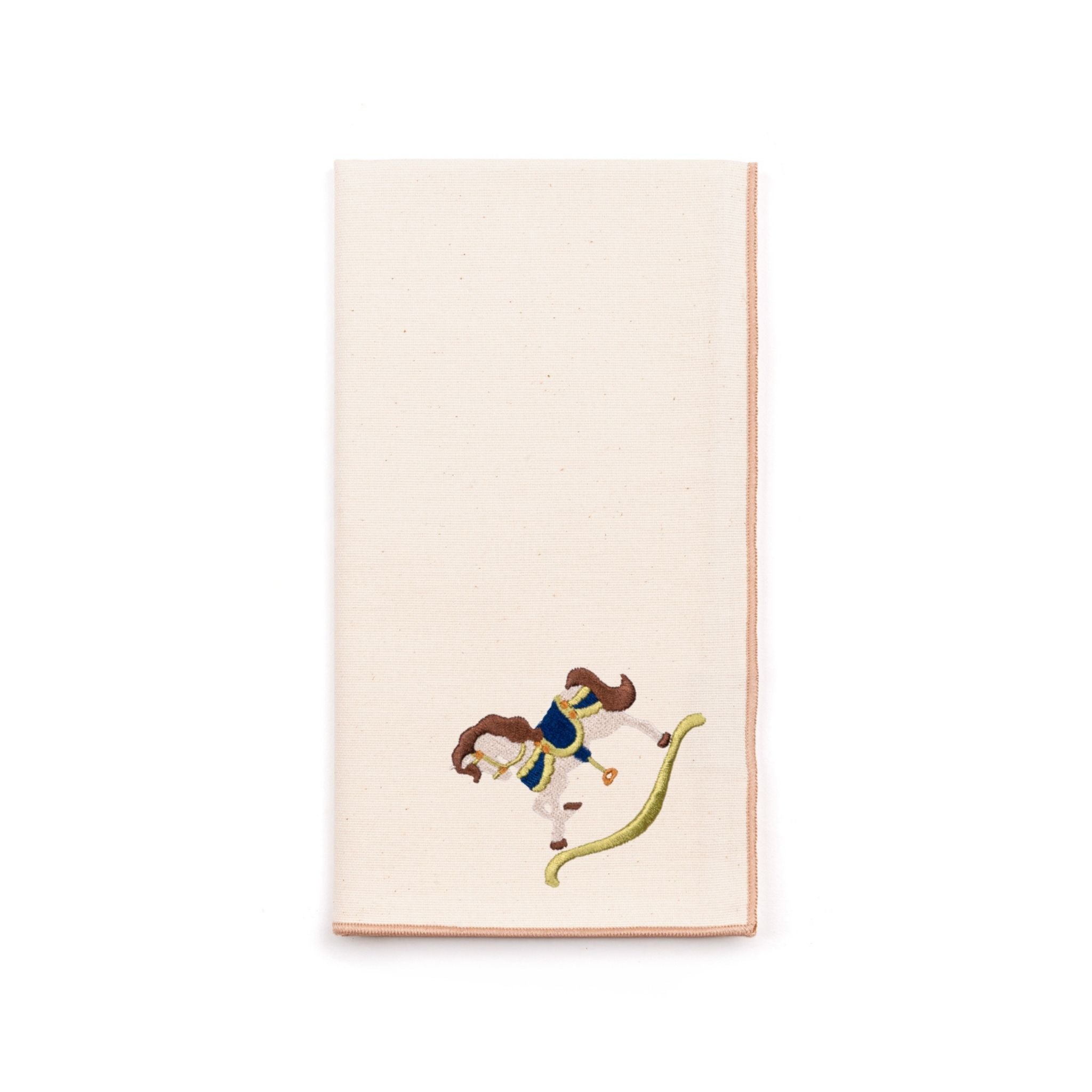 Guardanapos Nazaré cru com bordado de cavalos