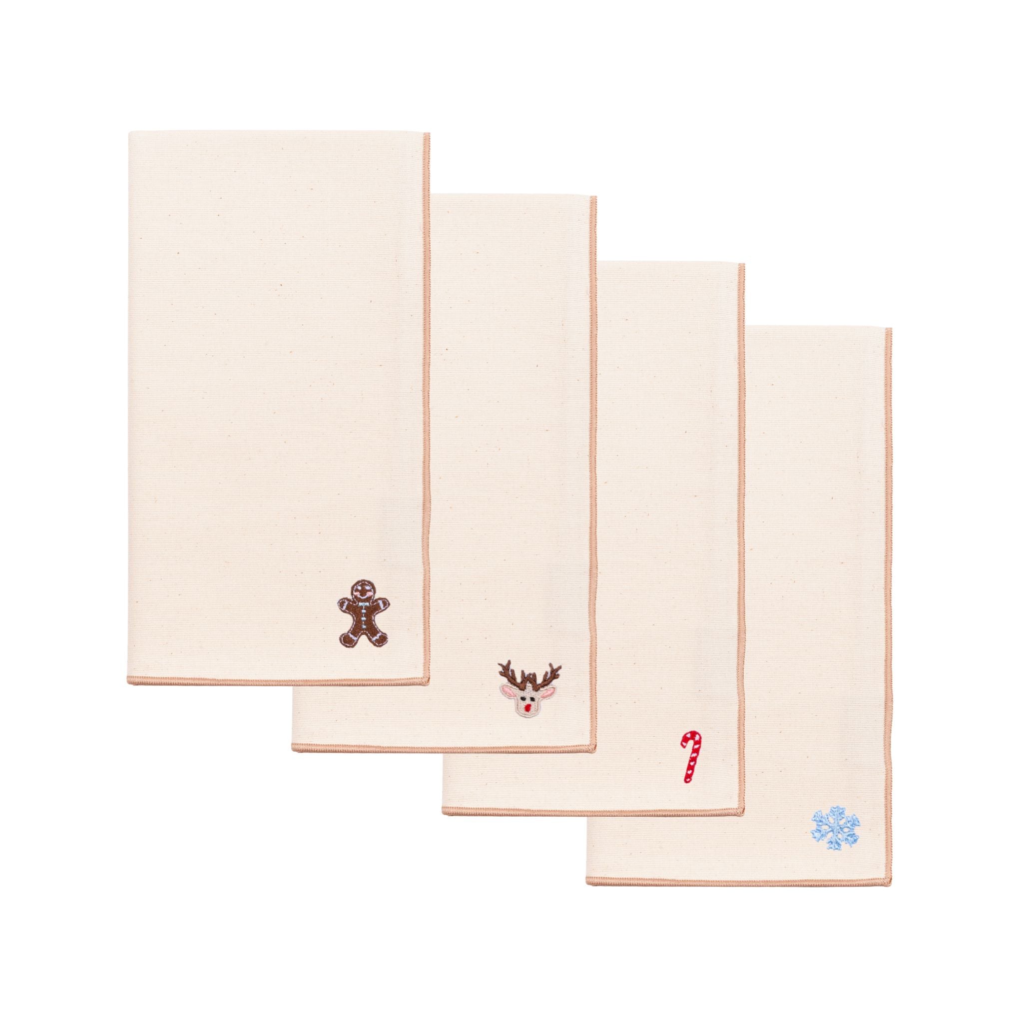 Ecru Nazaré napkins with small christmas embroidery