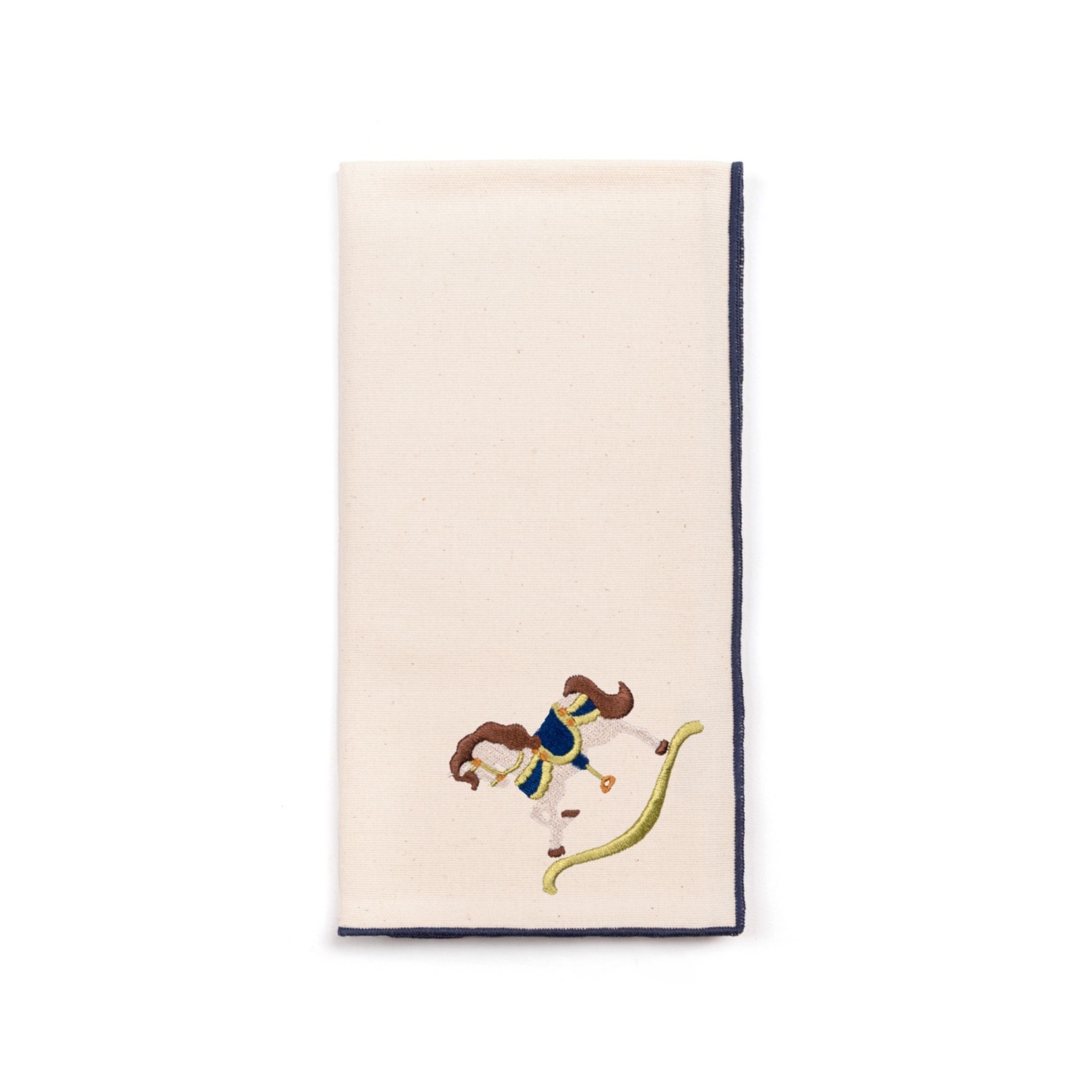 Guardanapos Nazaré cru com bordado de cavalos