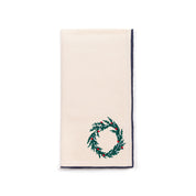 Serviettes Nazaré écrues brodées de arbre et de couronnes de Noël