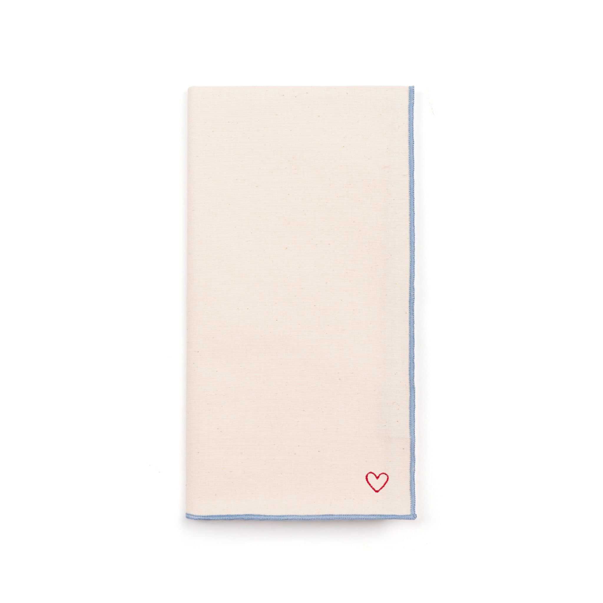 Serviettes Nazaré écrues à broderie cœur