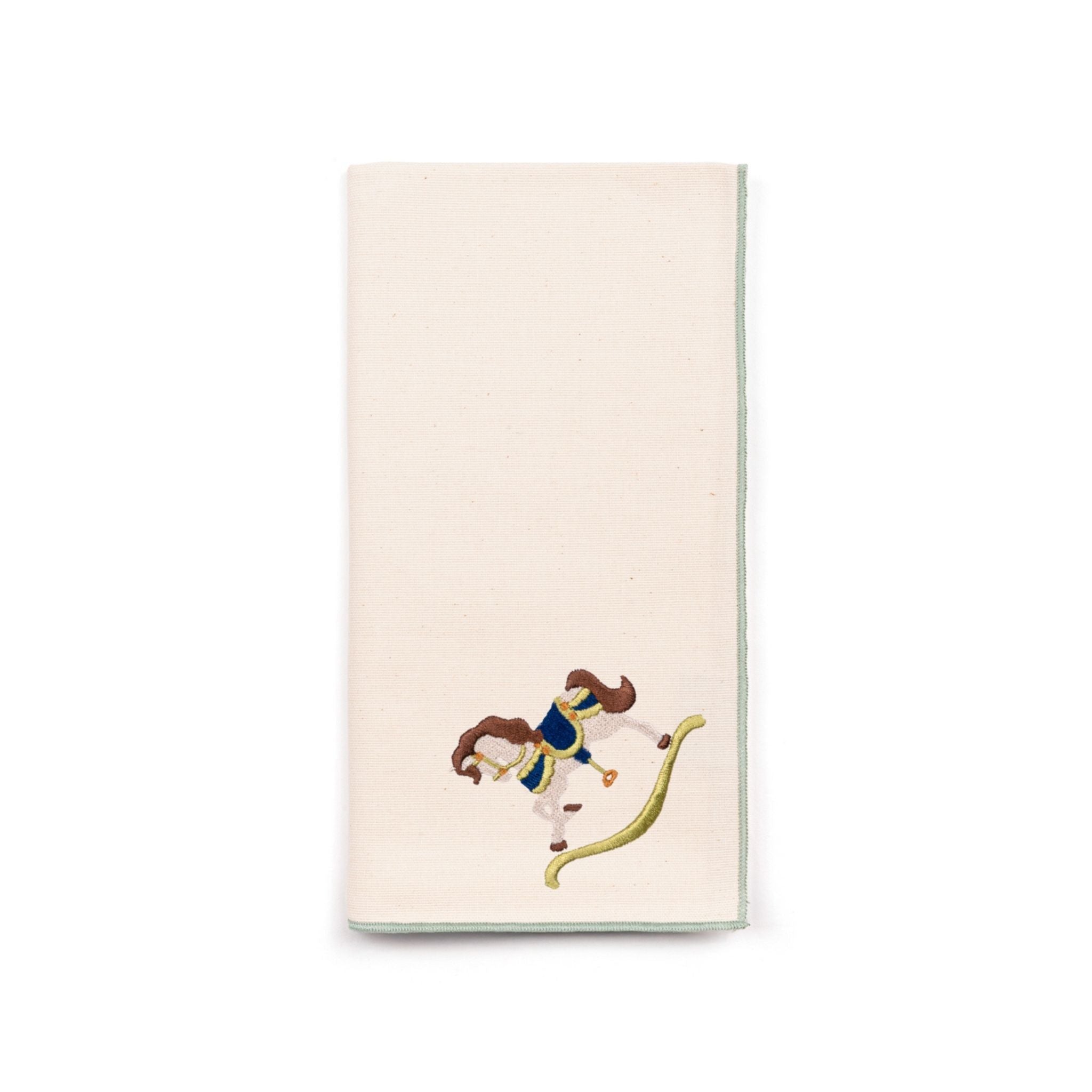 Guardanapos Nazaré cru com bordado de cavalos