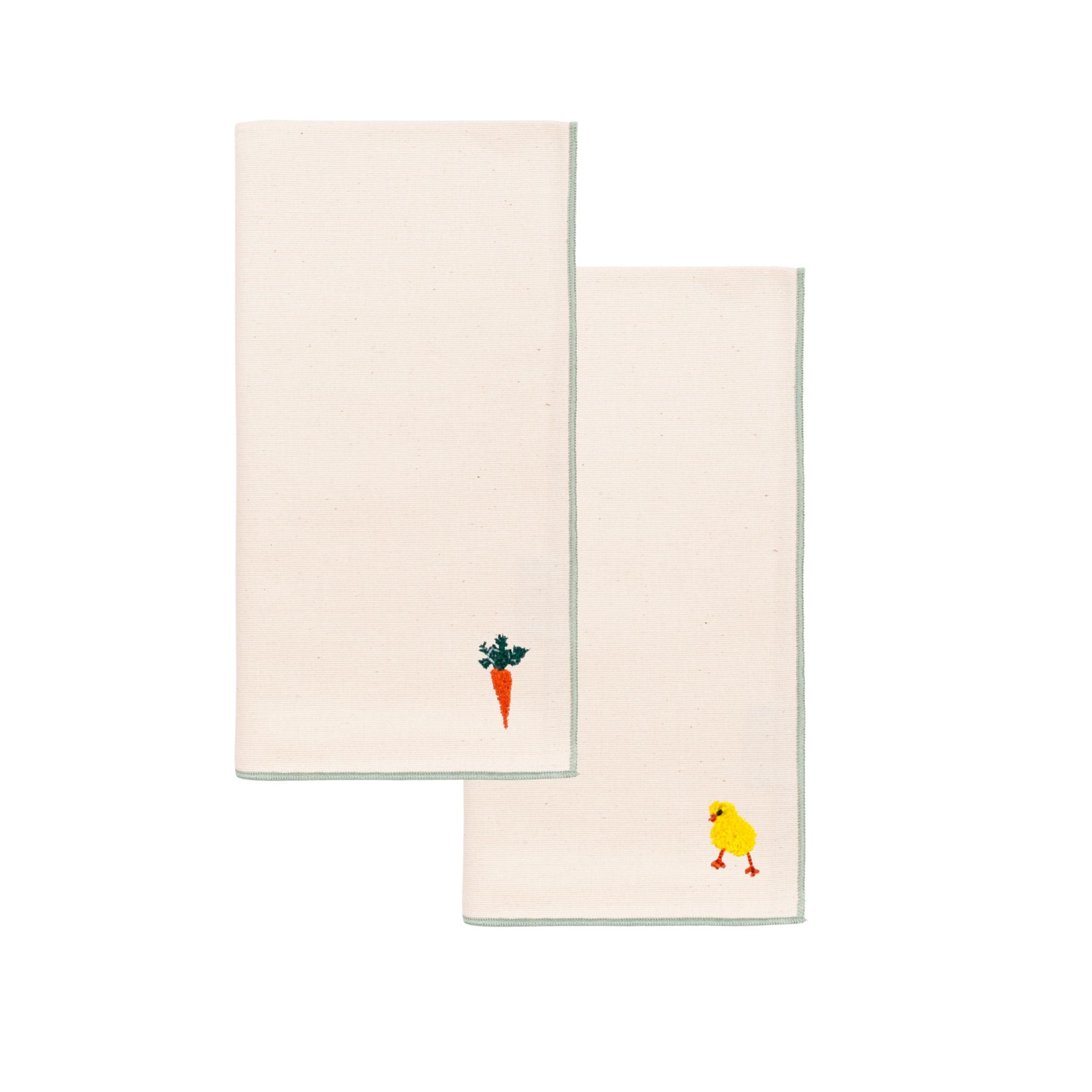 Guardanapos Nazaré em cru com bordados de Páscoa