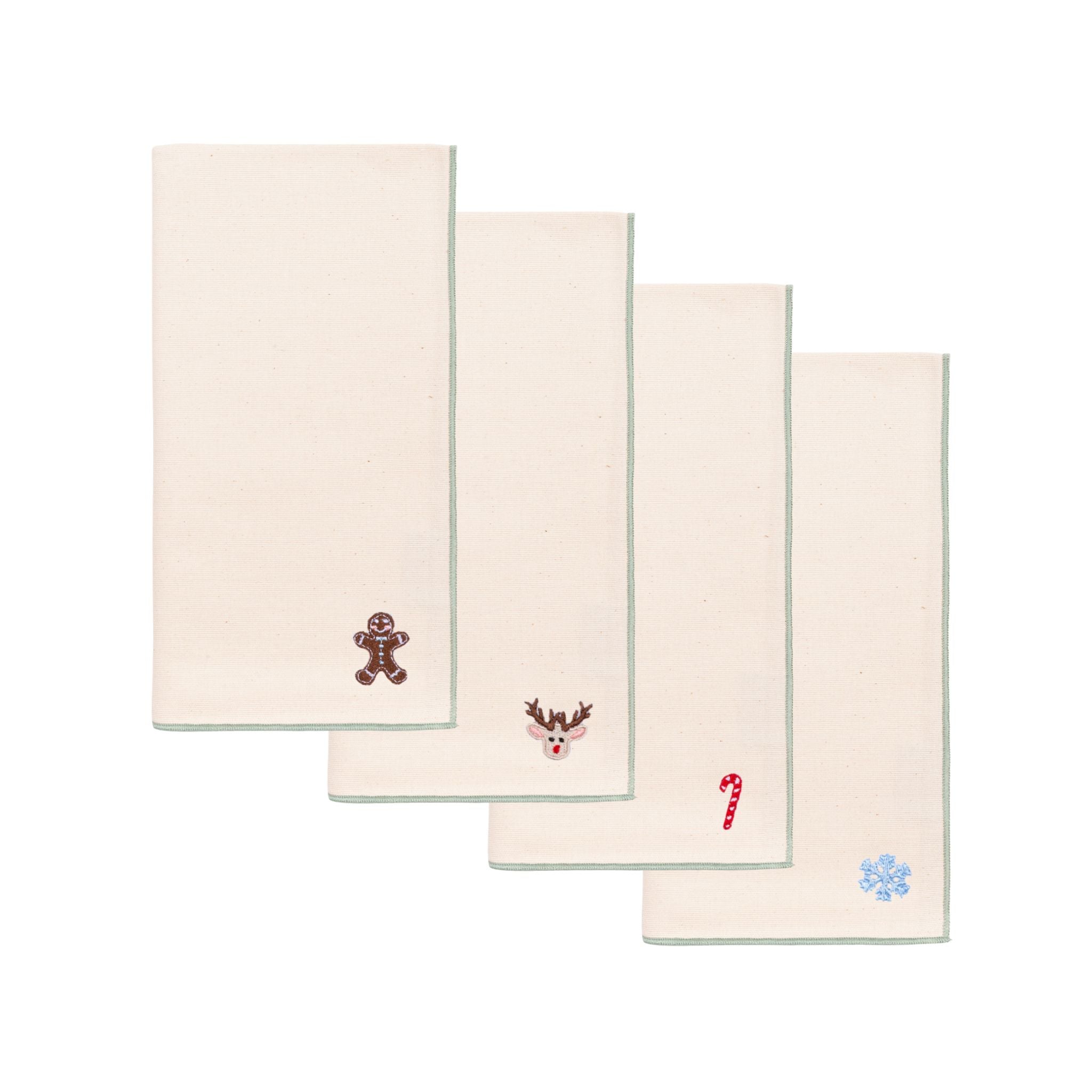 Ecru Nazaré napkins with small christmas embroidery