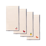 Ecru Nazaré napkins with fruit embroidery