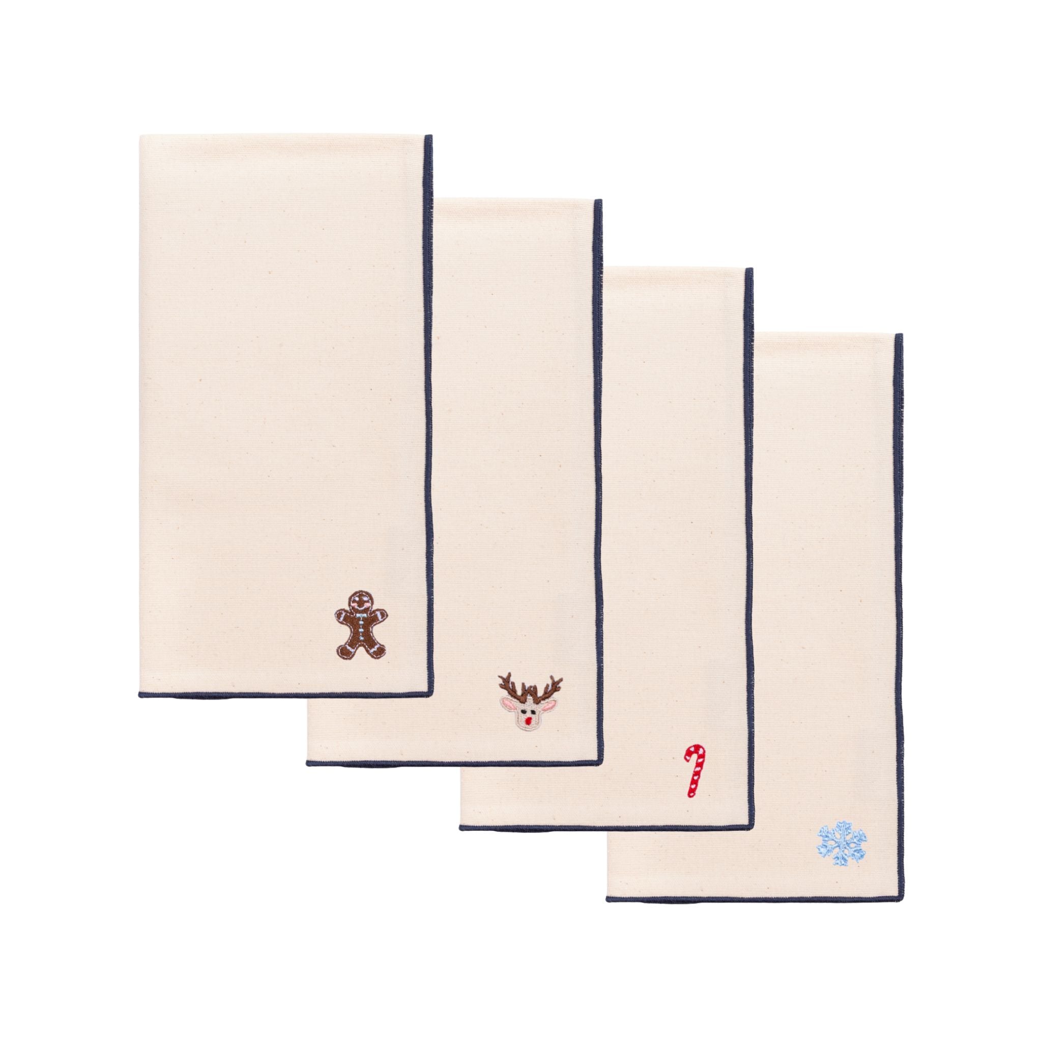 Ecru Nazaré napkins with small christmas embroidery