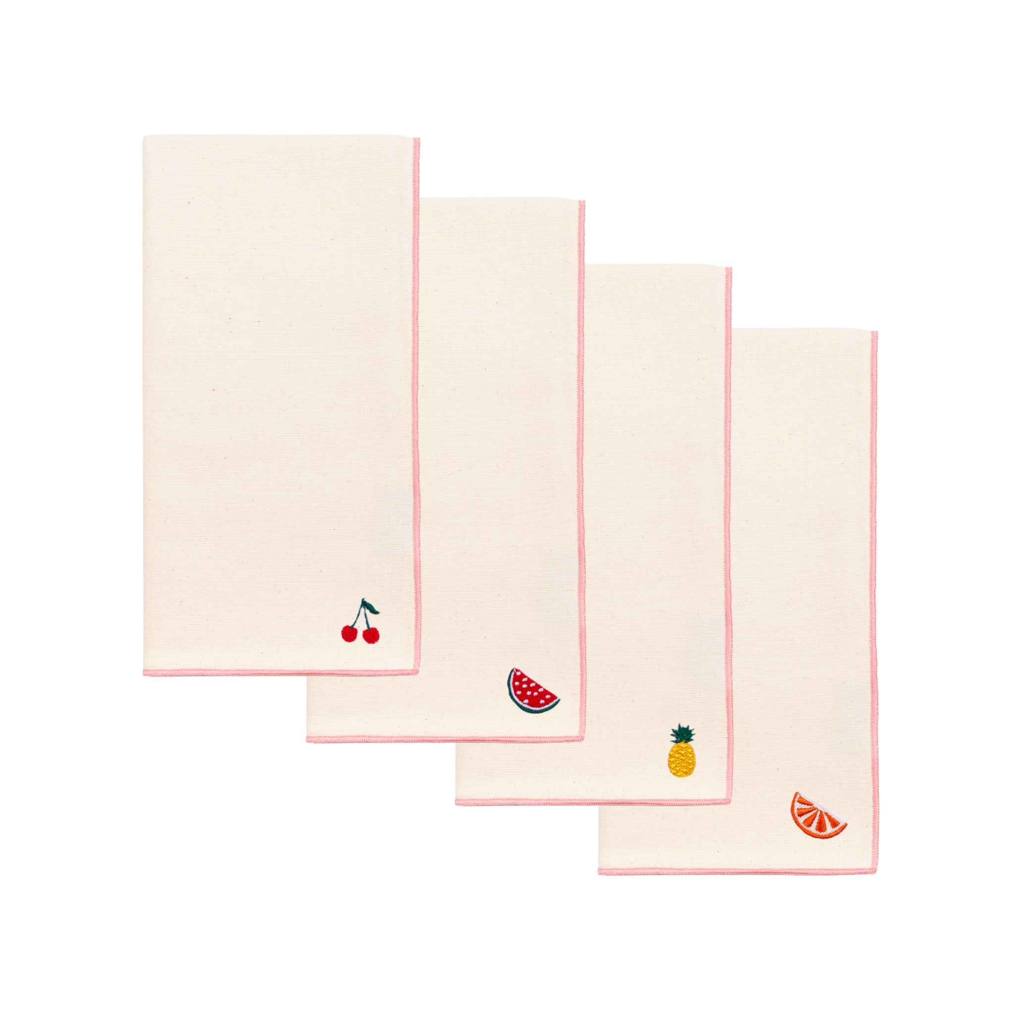 Ecru Nazaré napkins with fruit embroidery
