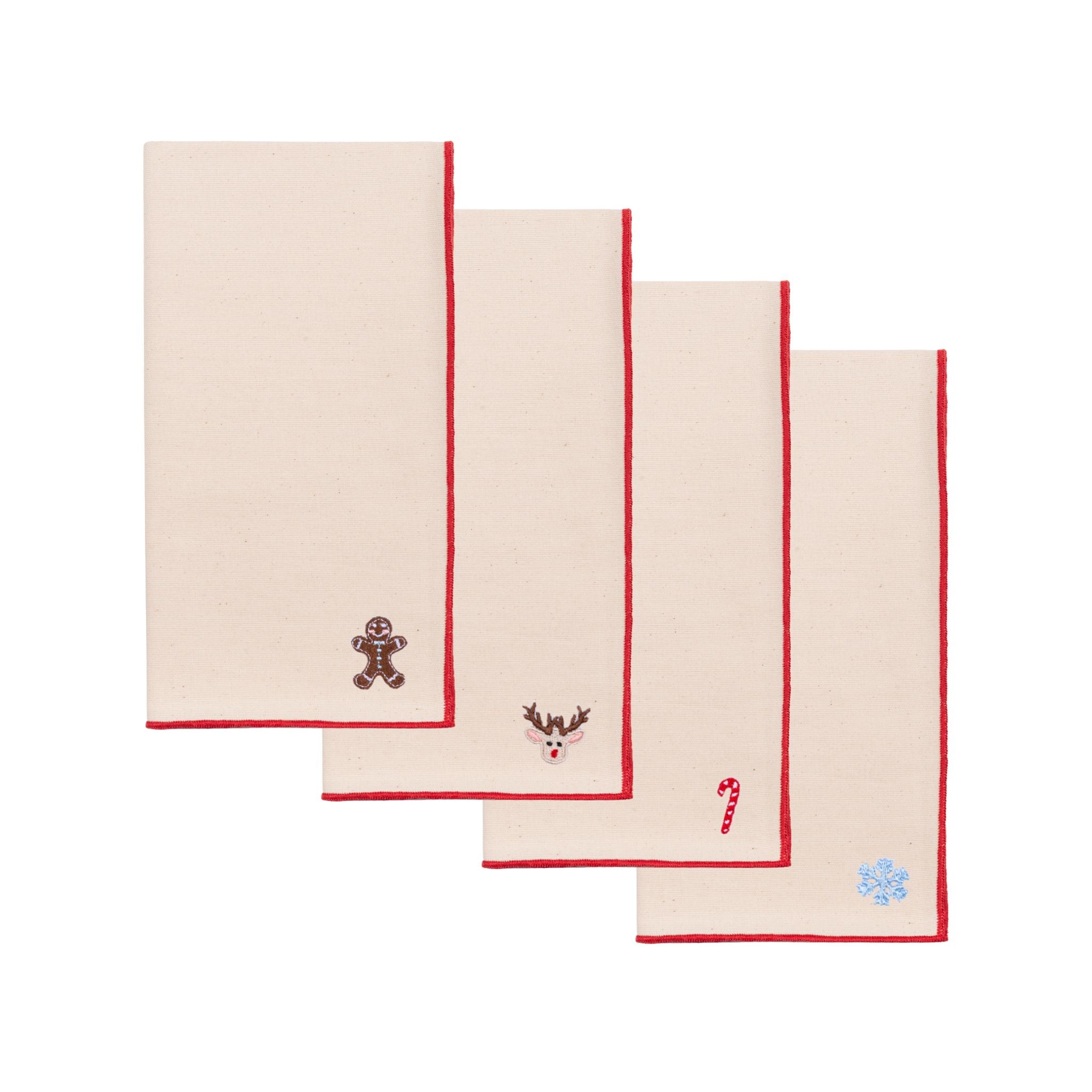 Ecru Nazaré napkins with small christmas embroidery