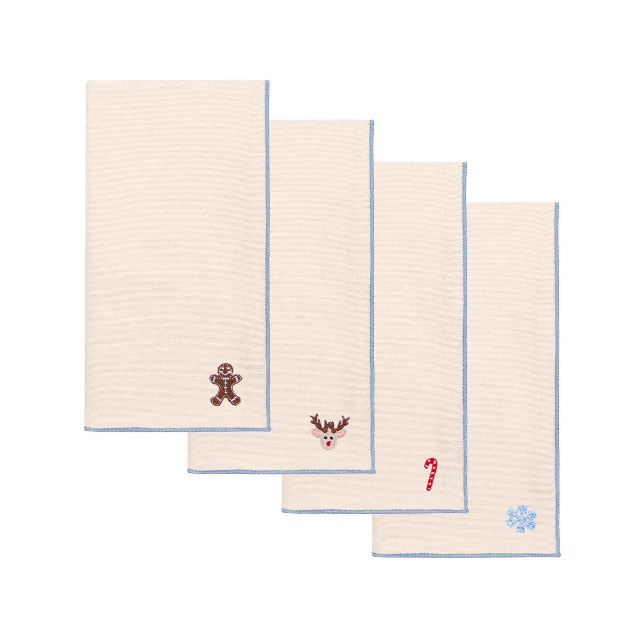 Ecru Nazaré napkins with small christmas embroidery