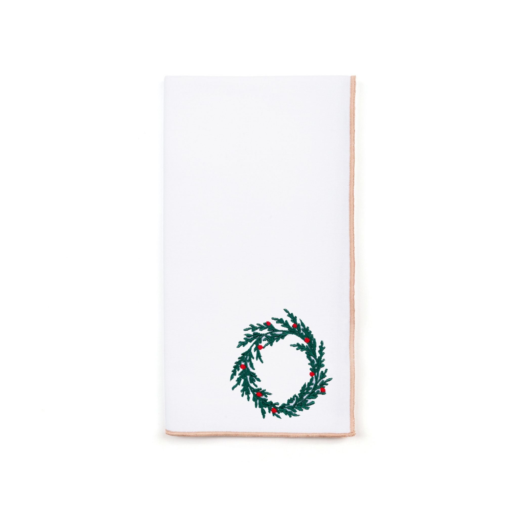White Nazaré napkins with christmas tree and wreath embroidery