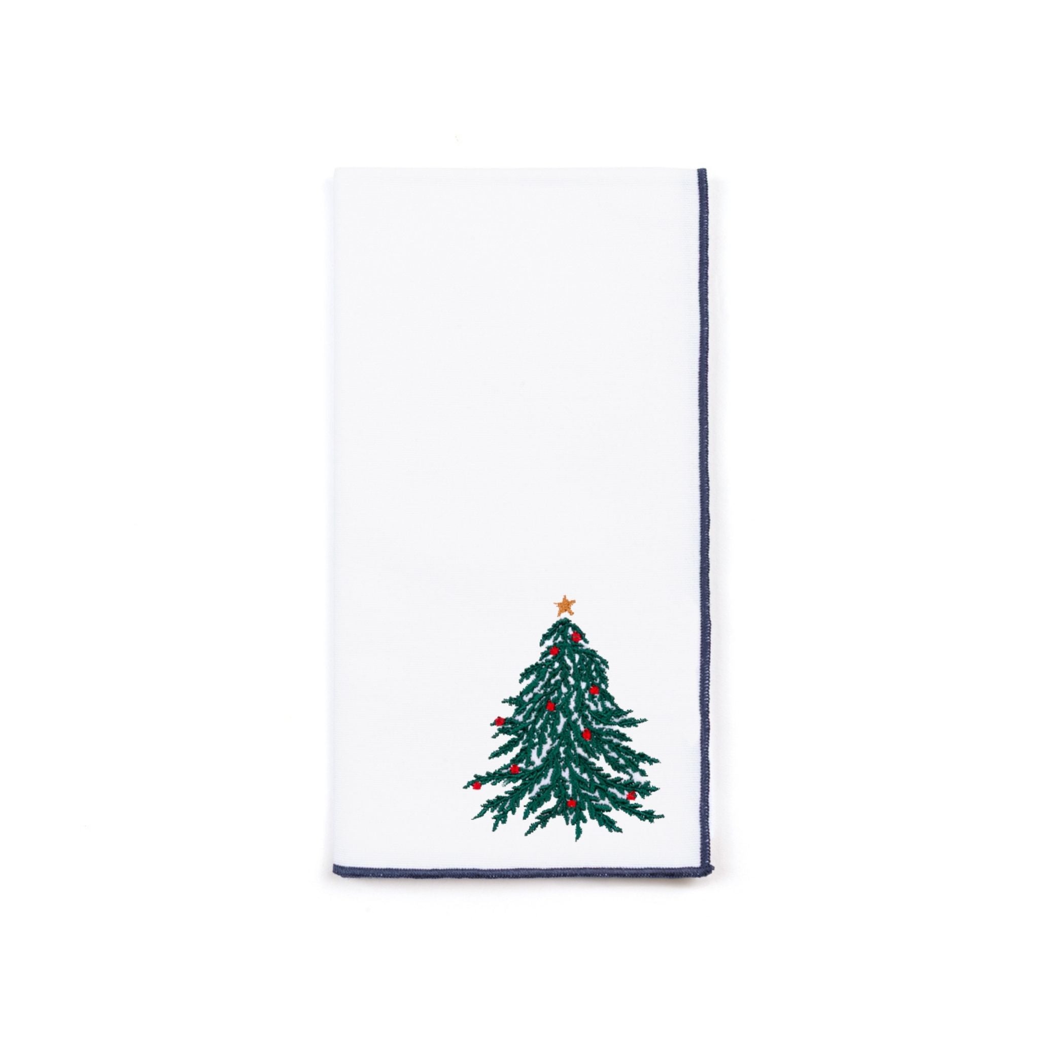 White Nazaré napkins with christmas tree and wreath embroidery