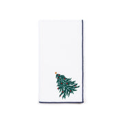 White Nazaré napkins with christmas tree and wreath embroidery