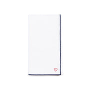 Serviettes blanches Nazaré brodées de cœurs