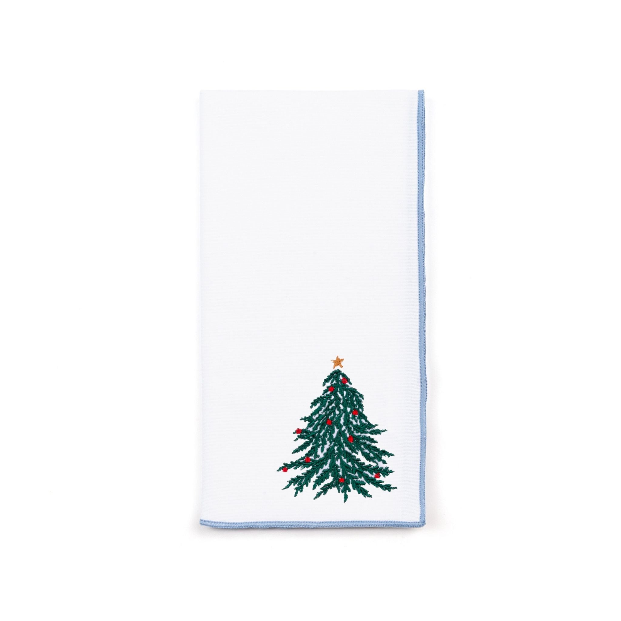White Nazaré napkins with christmas tree and wreath embroidery