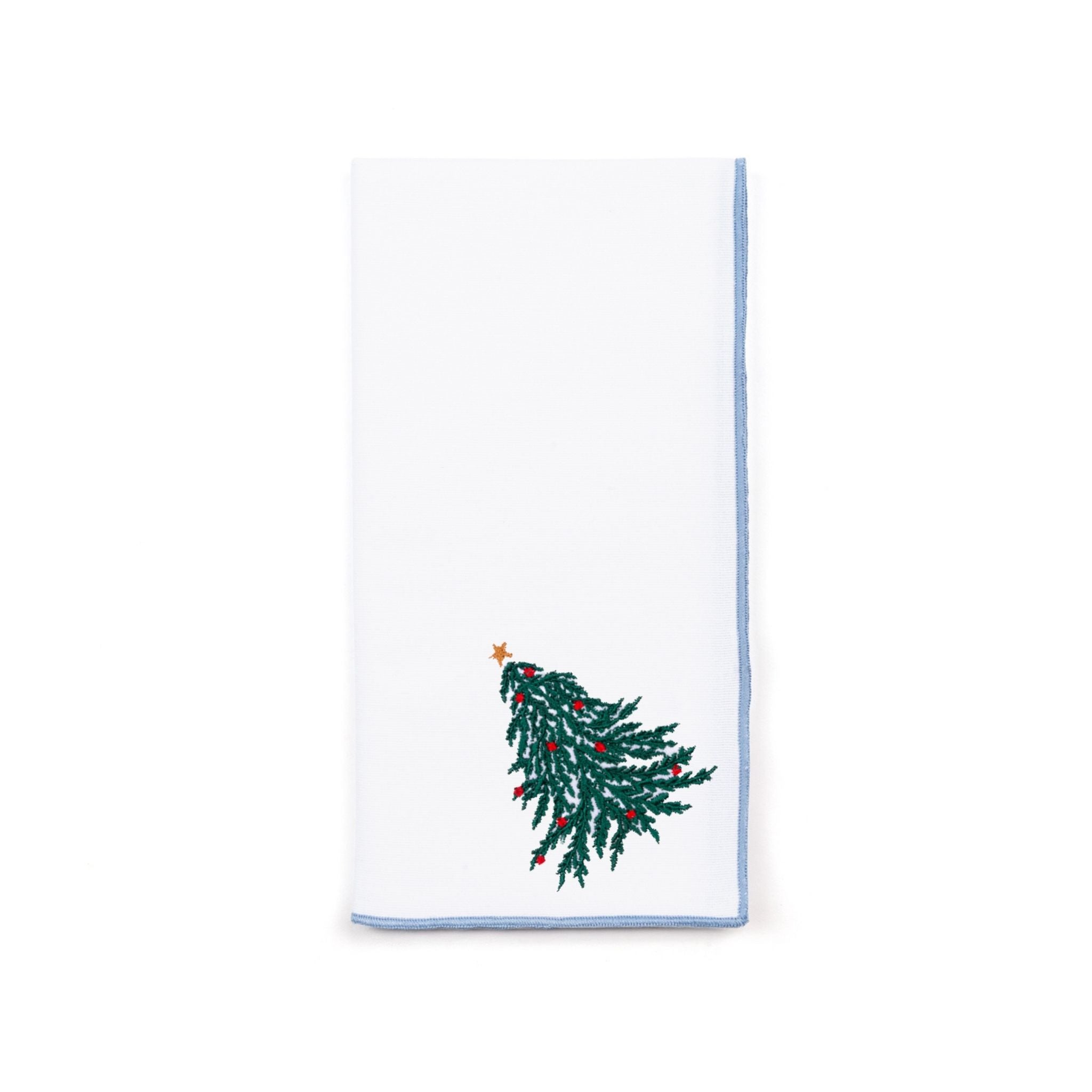 White Nazaré napkins with christmas tree and wreath embroidery