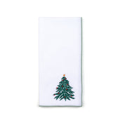 White Nazaré napkins with christmas tree and wreath embroidery