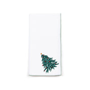 White Nazaré napkins with christmas tree and wreath embroidery