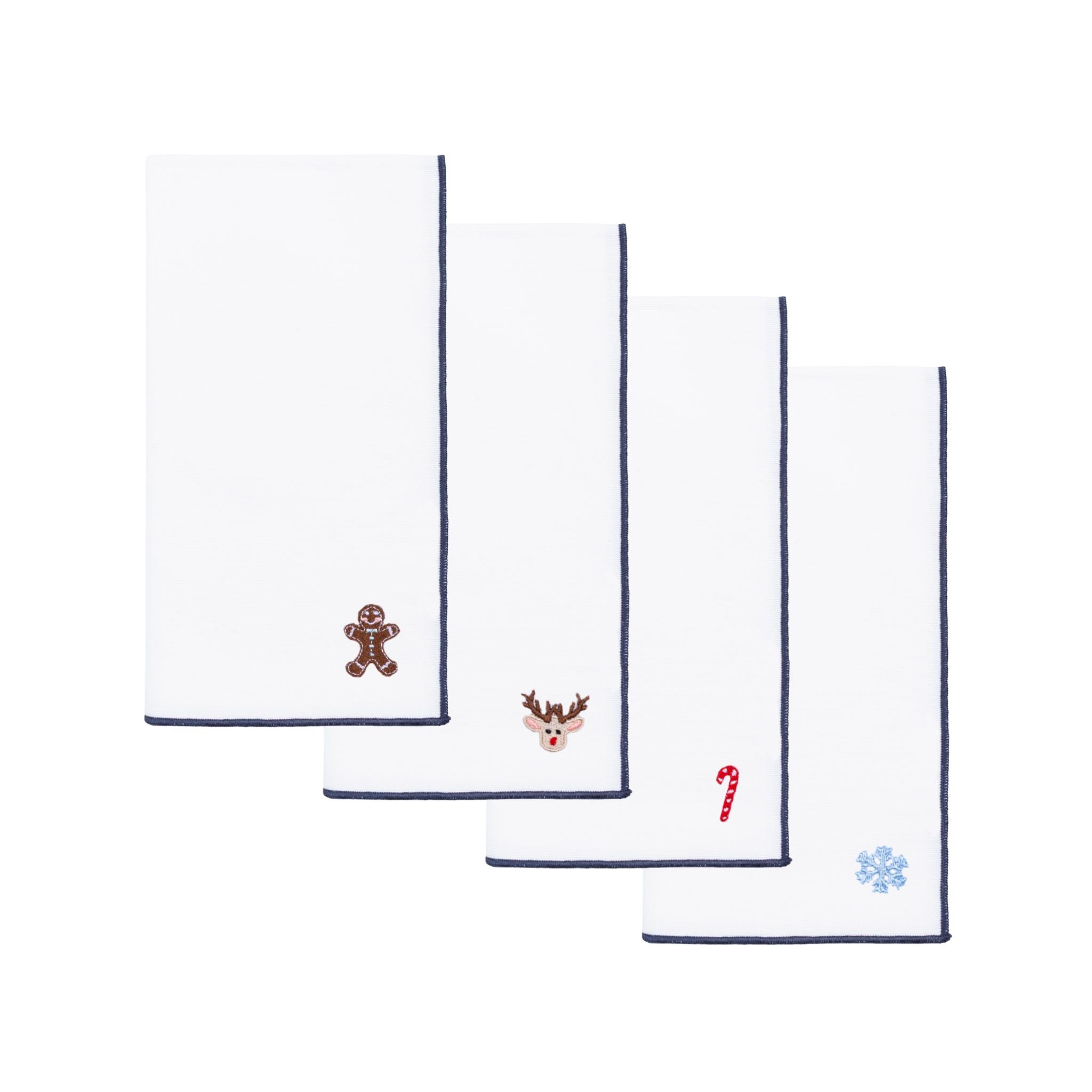 White Nazaré napkins with small christmas embroidery