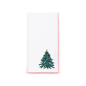White Nazaré napkins with christmas tree and wreath embroidery