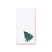 White Nazaré napkins with christmas tree and wreath embroidery