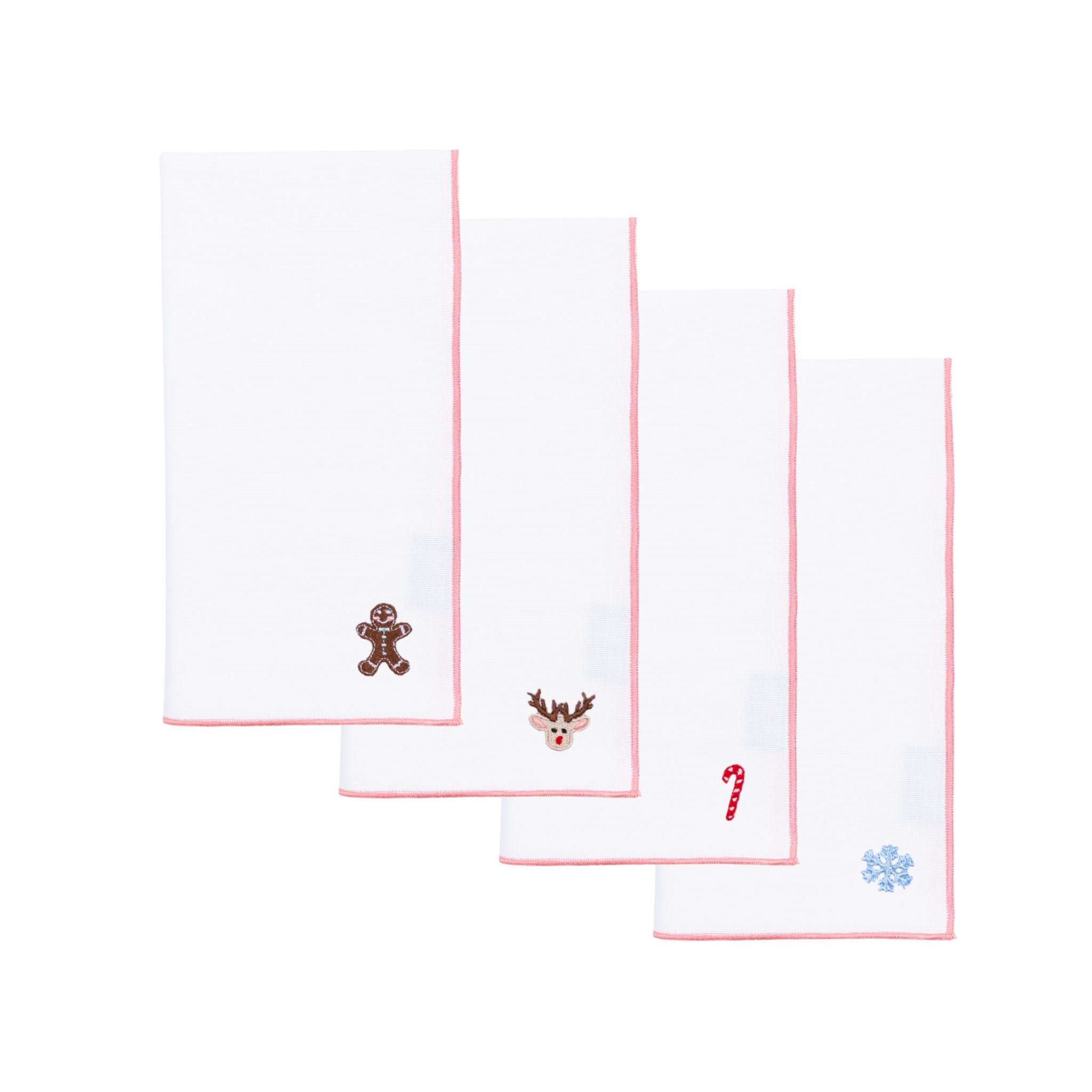 White Nazaré napkins with small christmas embroidery