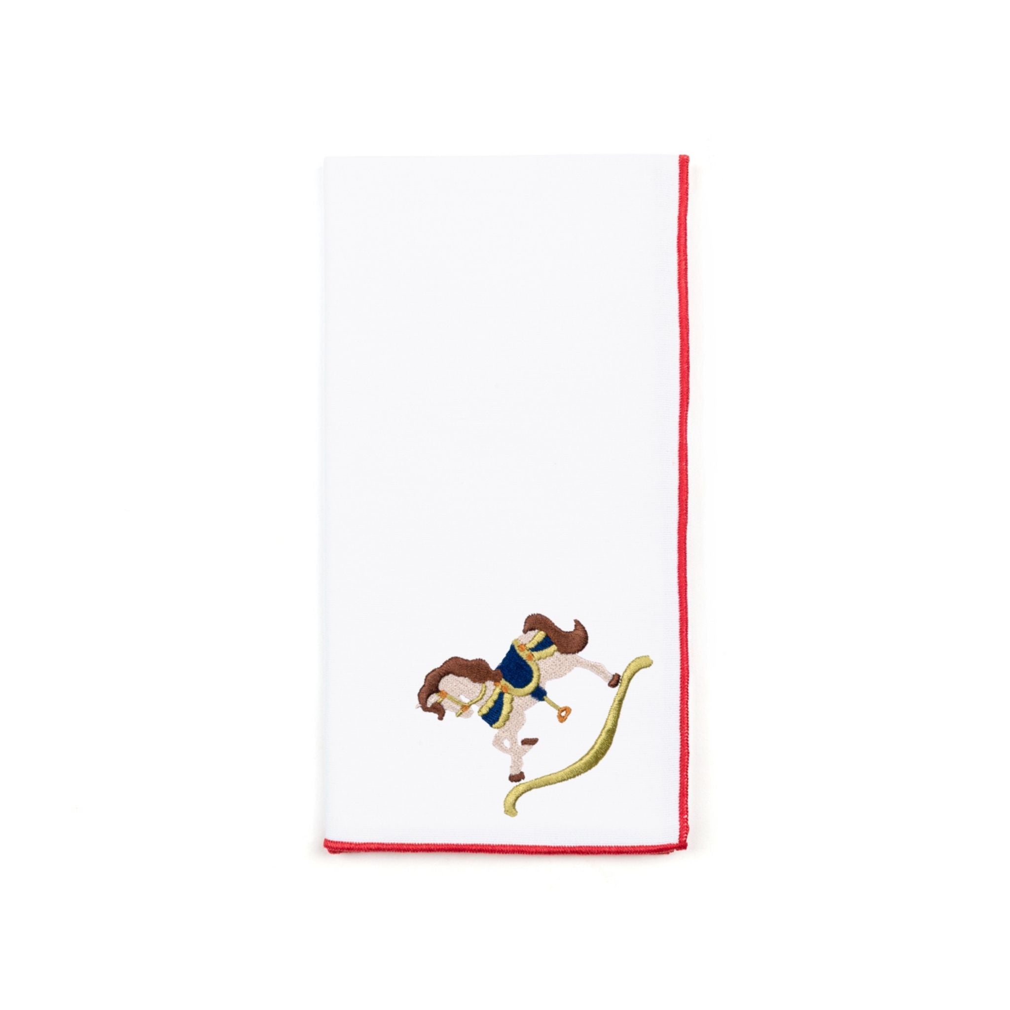 Guardanapos Nazaré brancos com bordado de cavalos