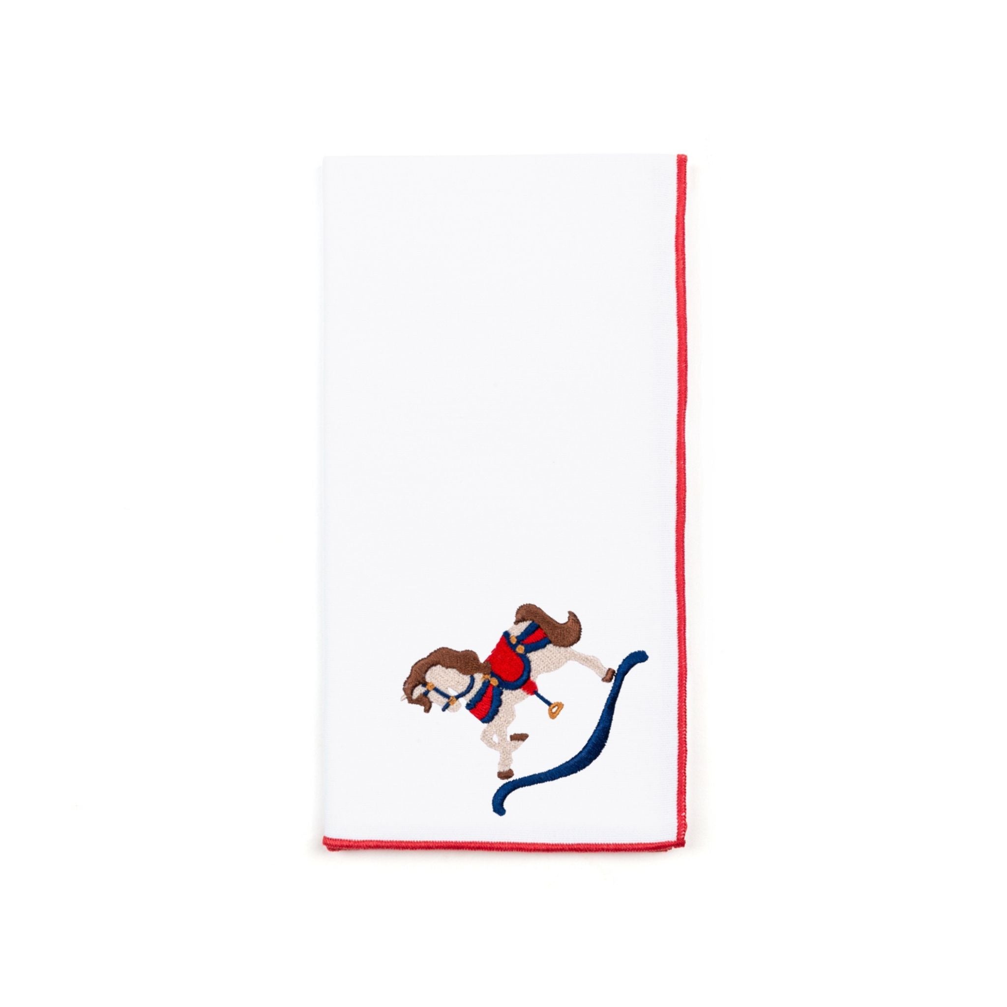 Guardanapos Nazaré brancos com bordado de cavalos