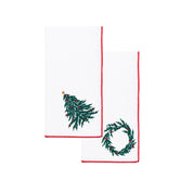 White Nazaré napkins with christmas tree and wreath embroidery - Torres Novas