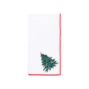 White Nazaré napkins with christmas tree and wreath embroidery