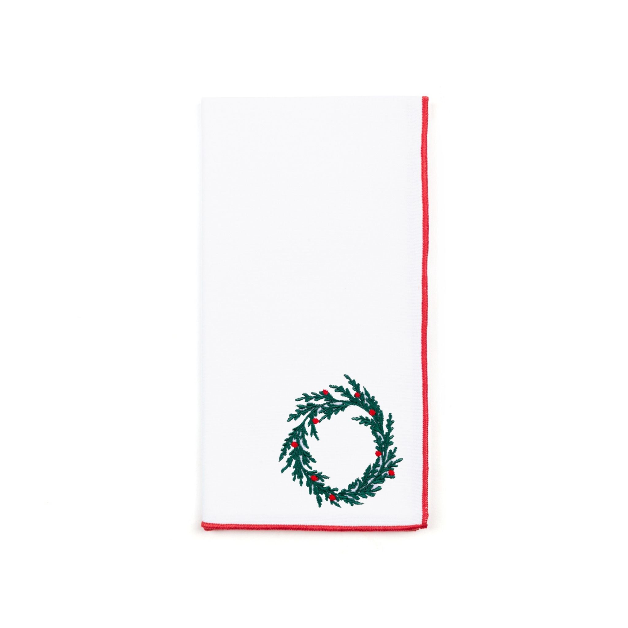 White Nazaré napkins with christmas tree and wreath embroidery