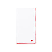 Serviettes blanches Nazaré brodées de cœurs