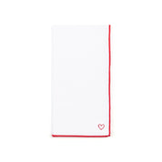 Serviettes blanches Nazaré brodées de cœurs