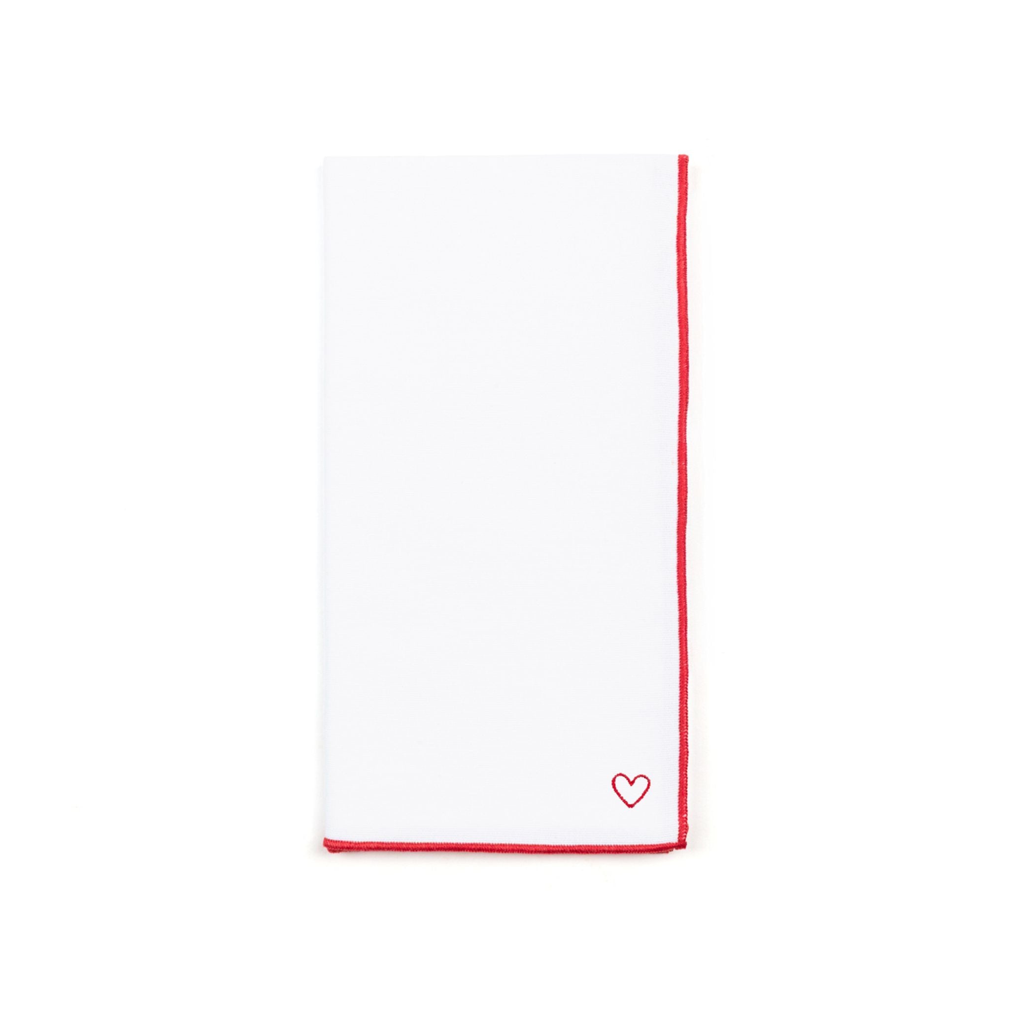 Serviettes blanches Nazaré brodées de cœurs